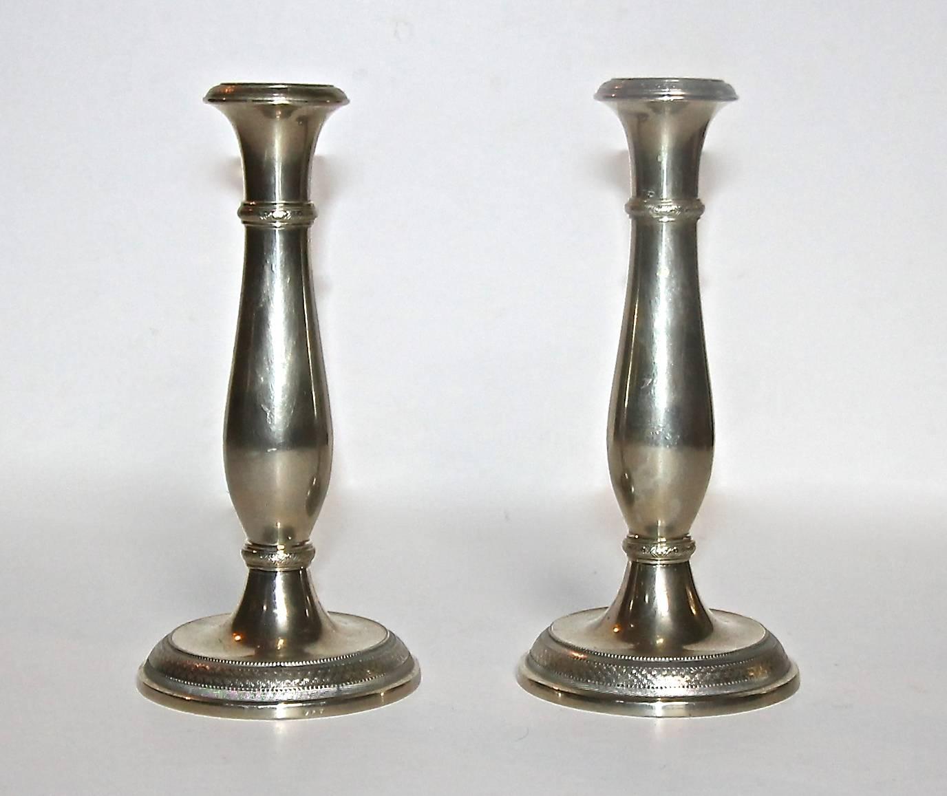 Pair of Berndorf Austrian Empire Candlestick Holders For Sale 3