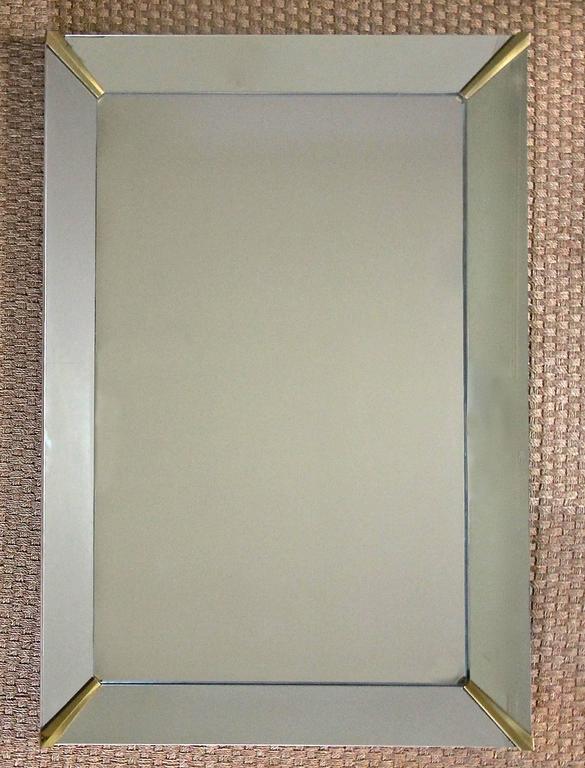 Deco Style Wall Mirror with Beveled Mirror Border For Sale at 1stdibs