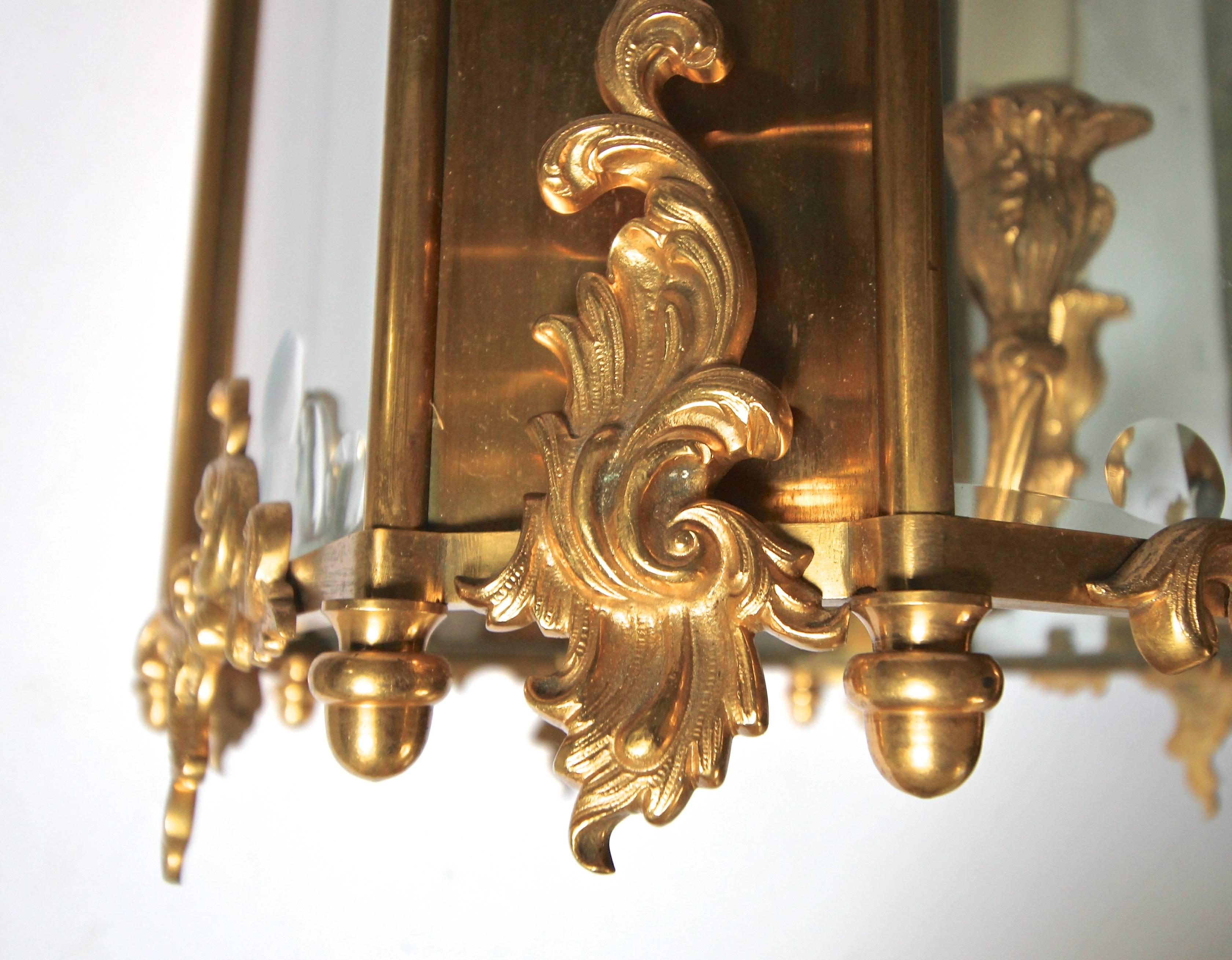 French Doré Gilt Bronze Louis XV Style Lantern For Sale 3