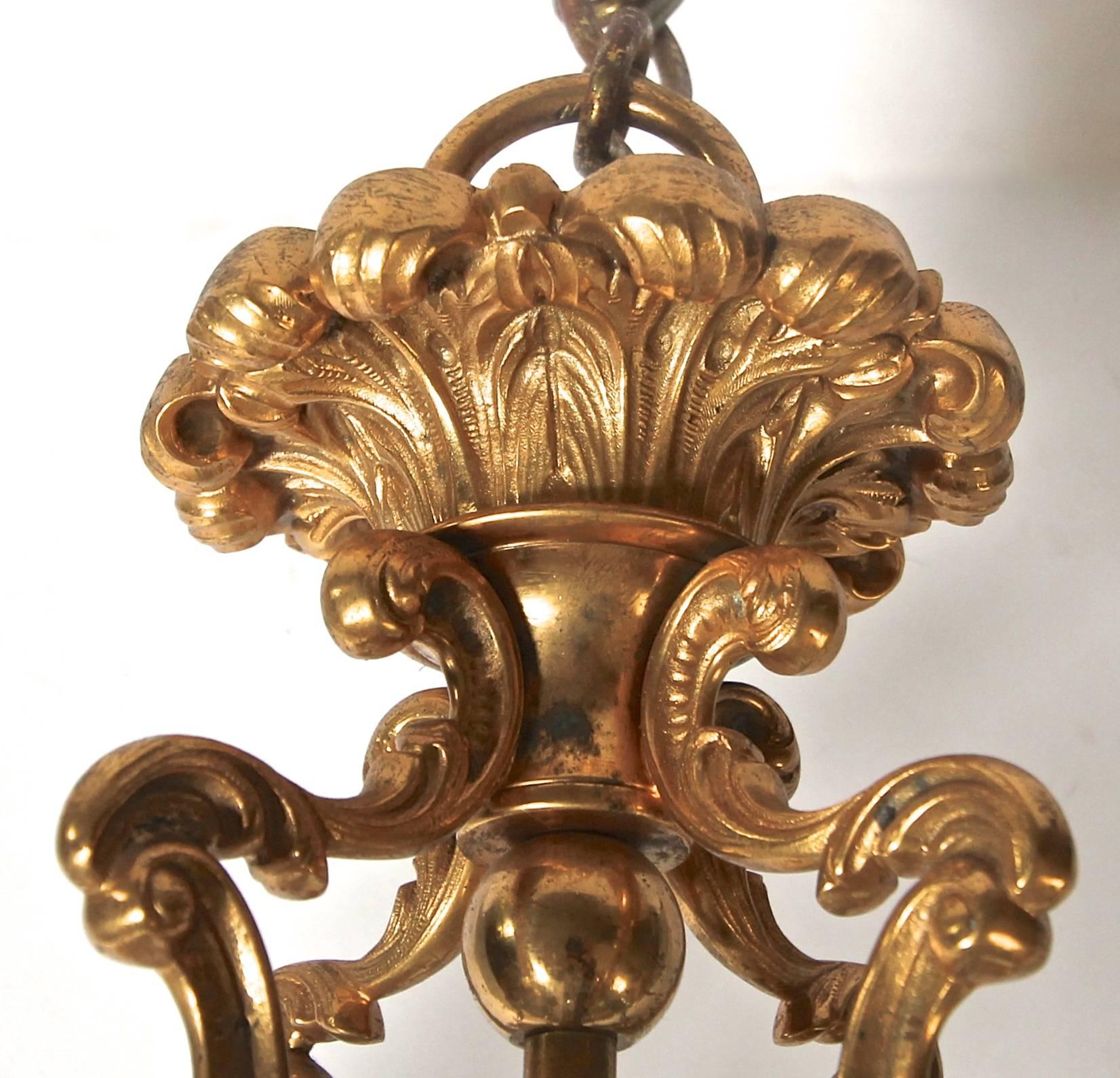 French Doré Gilt Bronze Louis XV Style Lantern For Sale 4