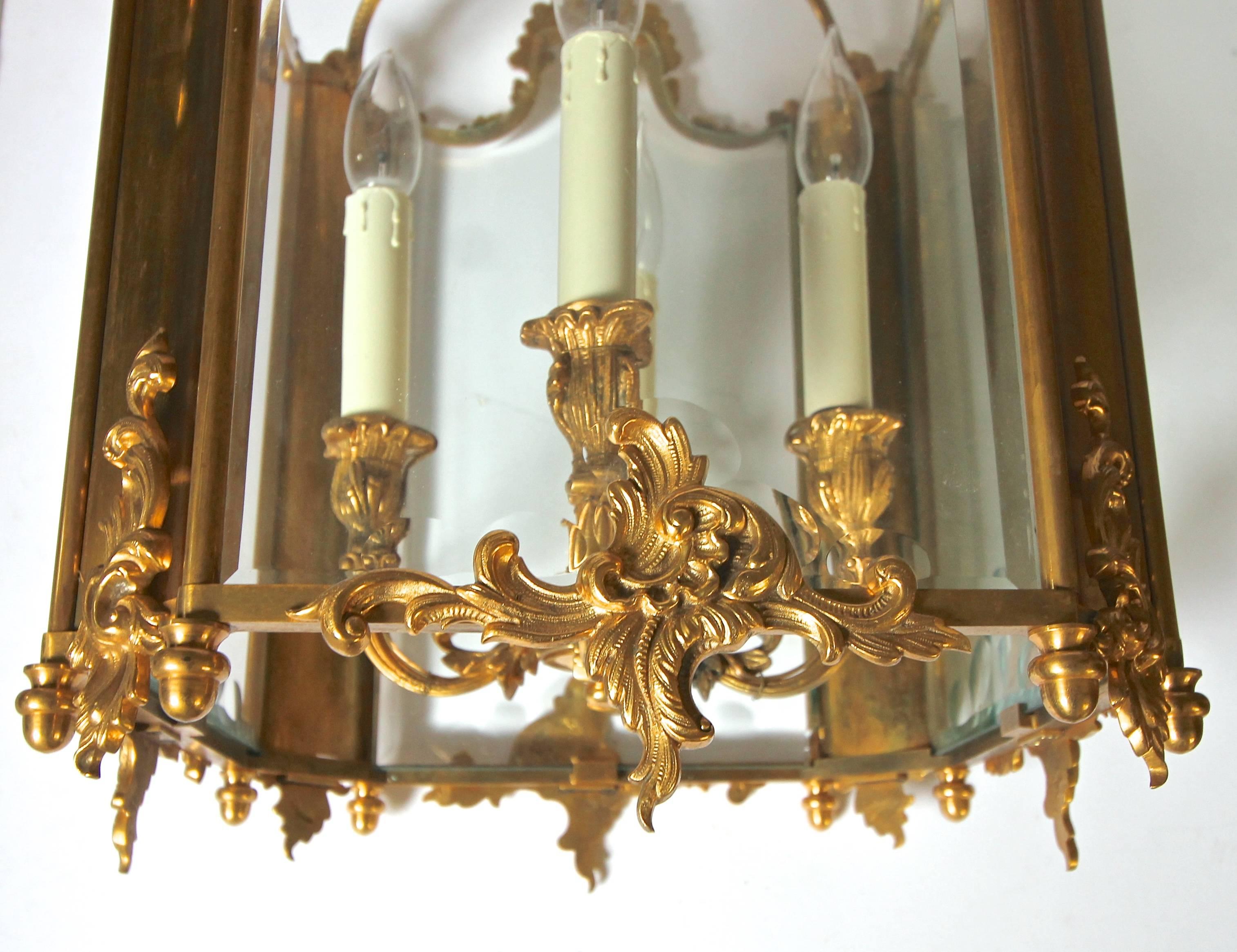 French Doré Gilt Bronze Louis XV Style Lantern For Sale 2