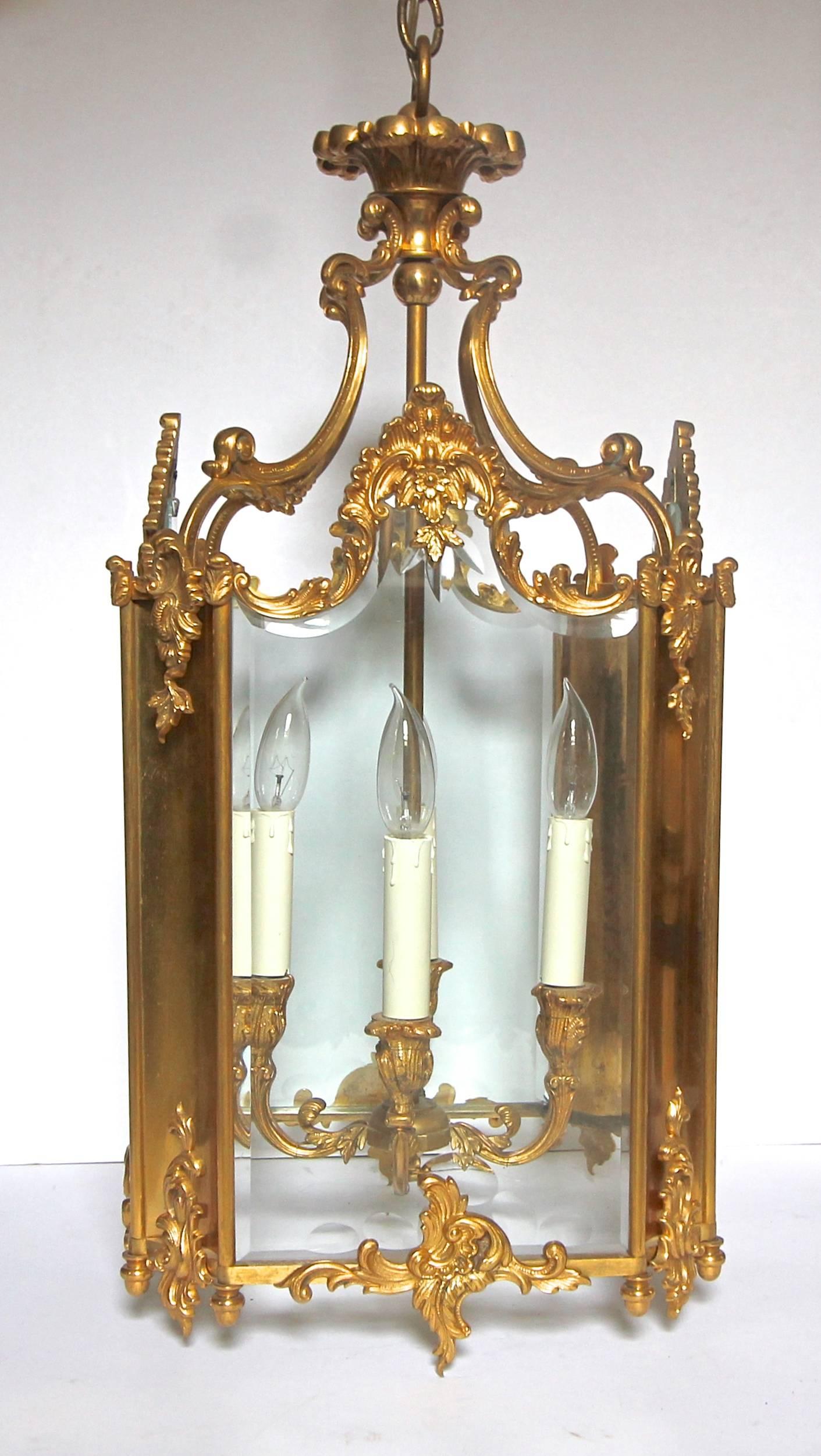 French Doré Gilt Bronze Louis XV Style Lantern For Sale 5