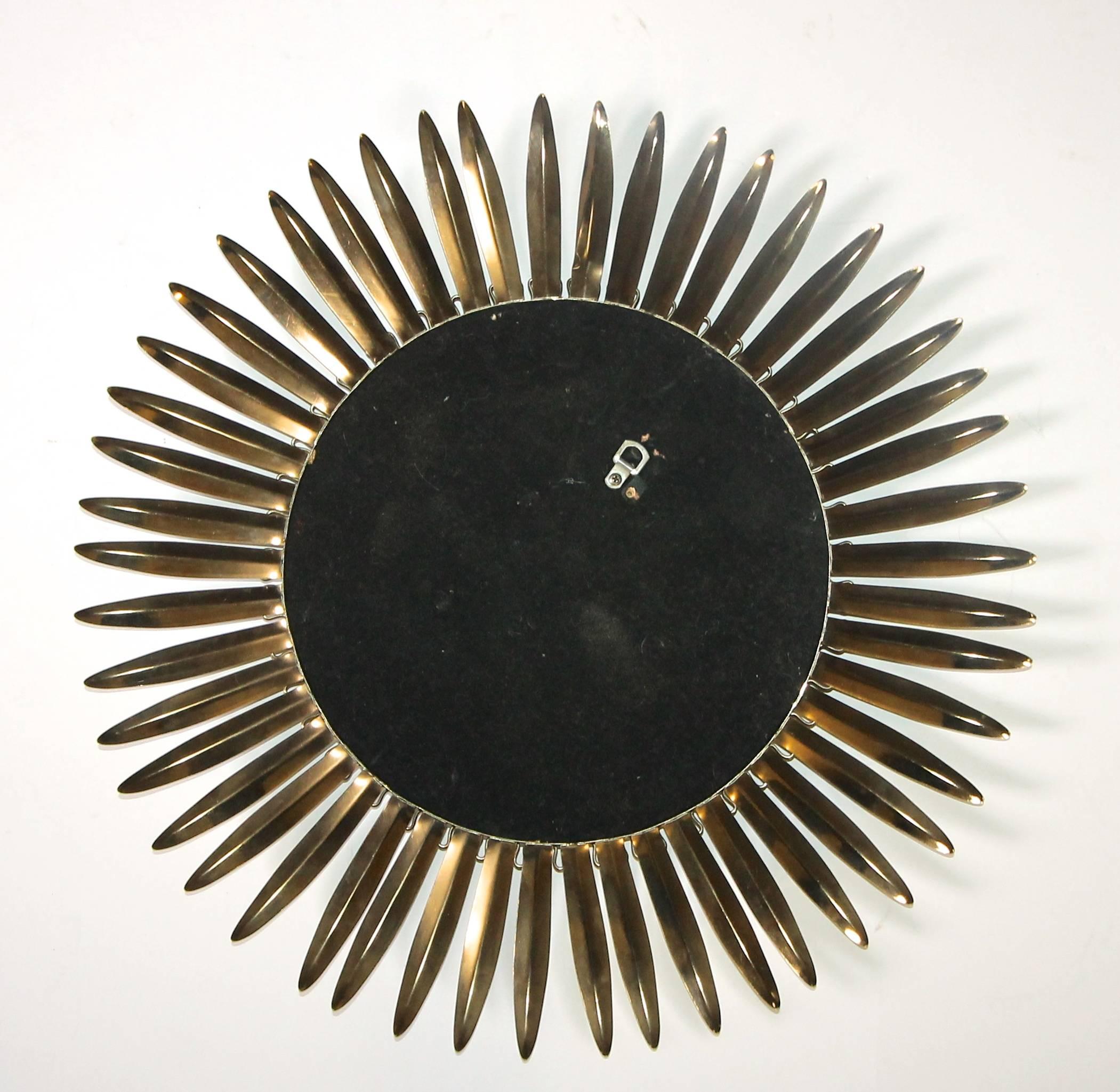 French Brass Soleil or Sunburst Convex Wall Mirror 8