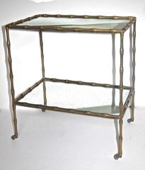 Bagues Faux Bamboo Bronze Two-Tier Side Table or Bar Cart