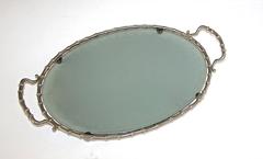 Faux Bamboo Silver Finish Serving Tray