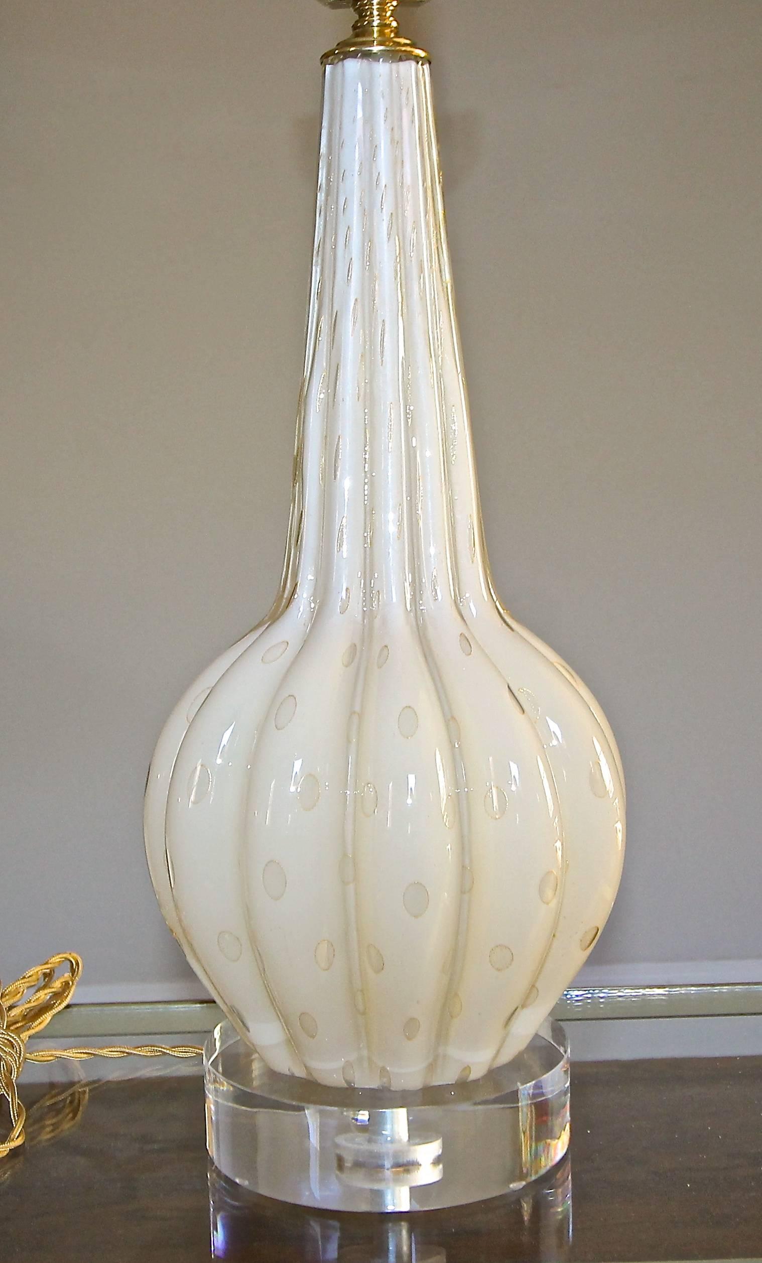 Single Murano Italian Champagne Gold Bubbles Table Lamp Italiano