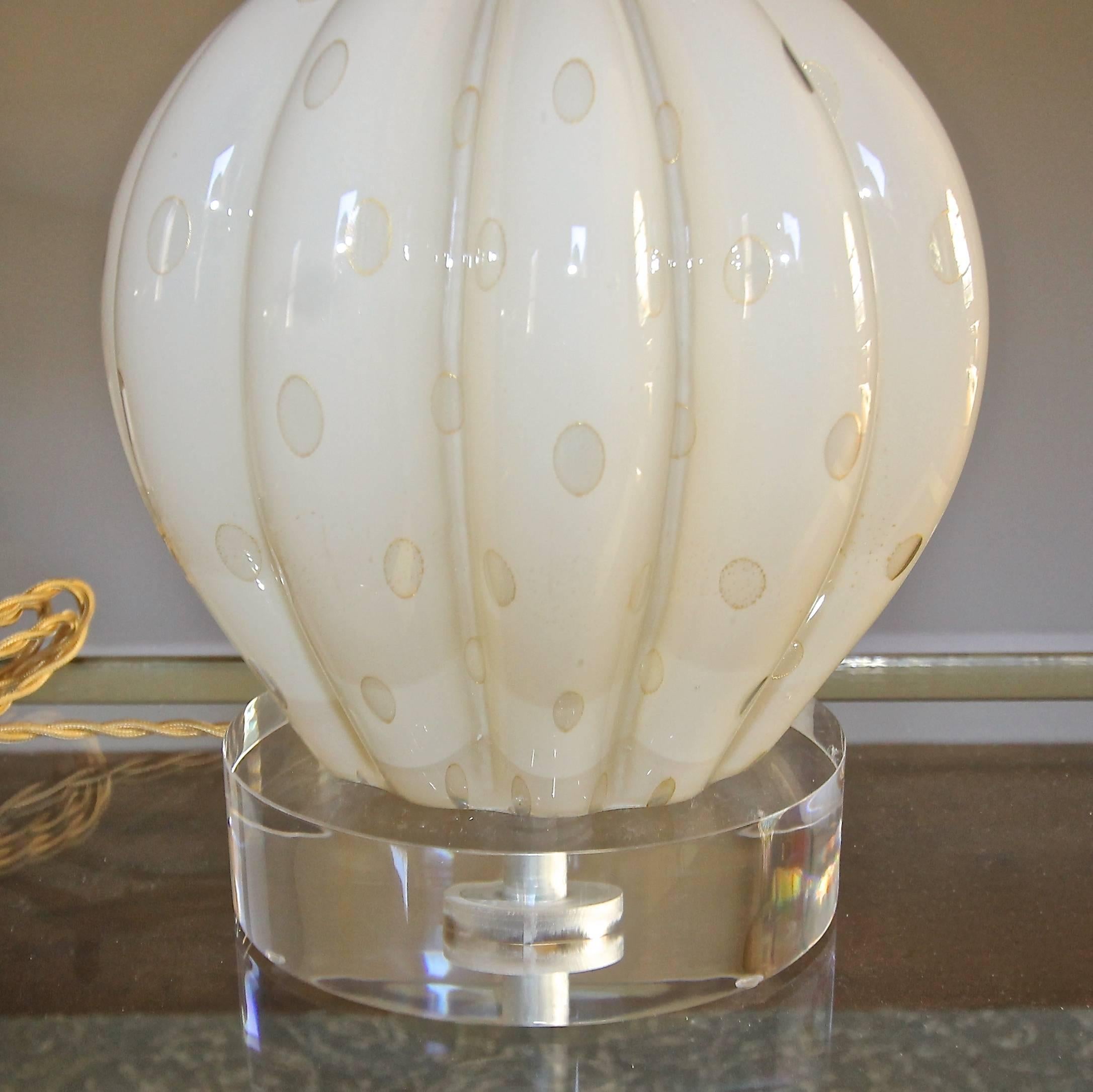 Single Murano Italian Champagne Gold Bubbles Table Lamp Latón