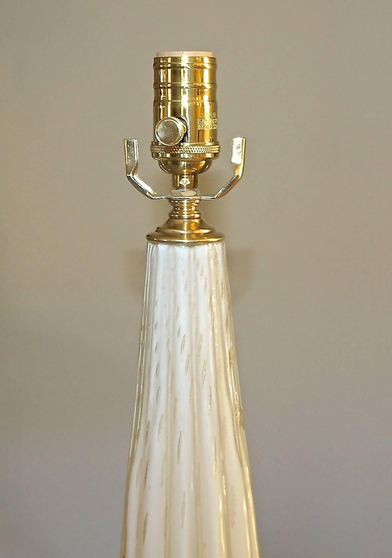 Single Murano Italian Champagne Gold Bubbles Table Lamp 1
