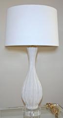 Single Murano Italian White and Gold Bullicante Control Bubbles Table Lamp