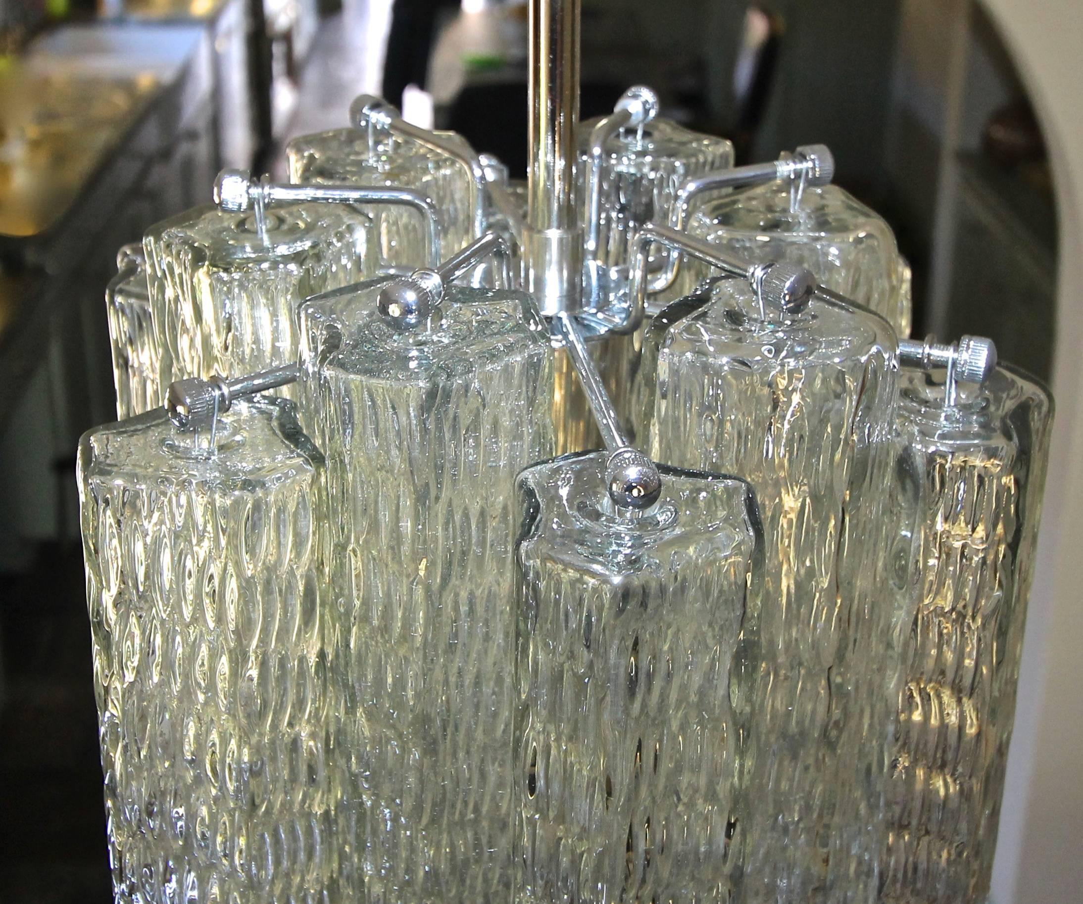 Pair of Murano Venini Style Tronchi Glass Ceiling Pendant Lights 3