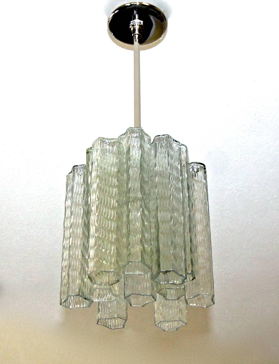 Pair of Murano Venini Style Tronchi Glass Ceiling Pendant Lights 4
