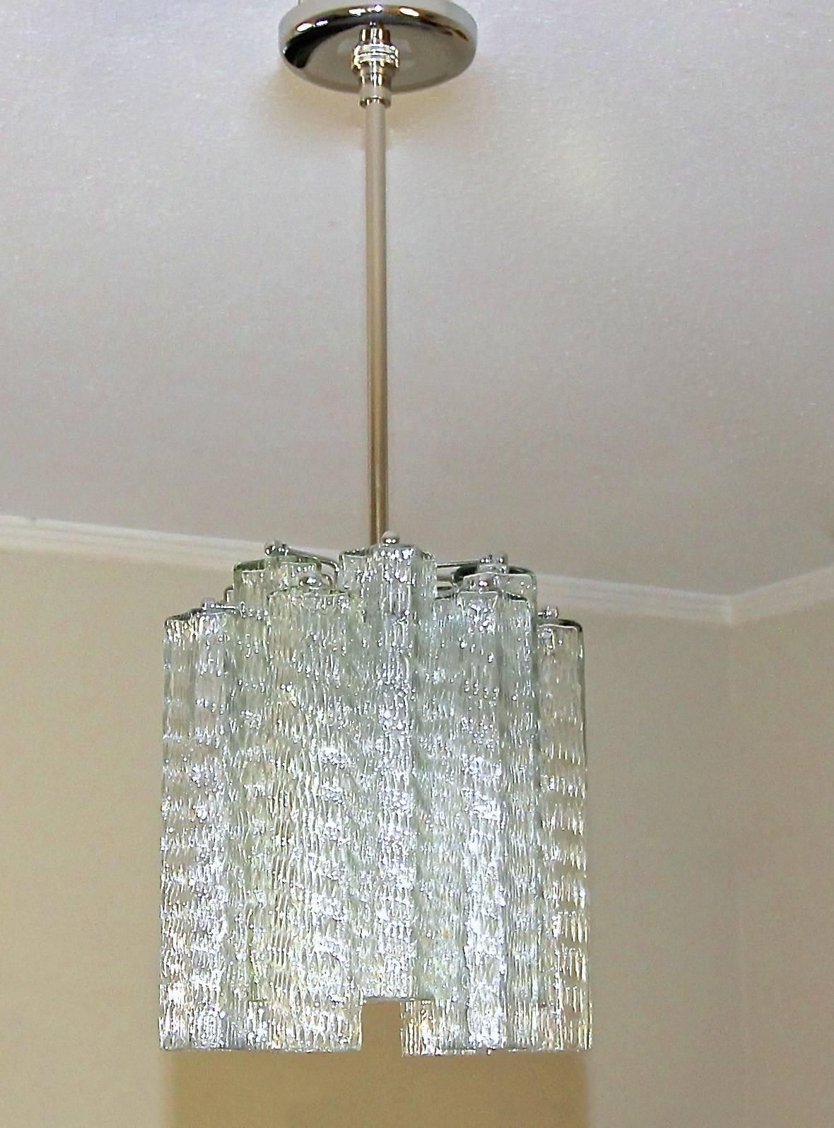 Pair of Murano Venini Style Tronchi Glass Ceiling Pendant Lights 2