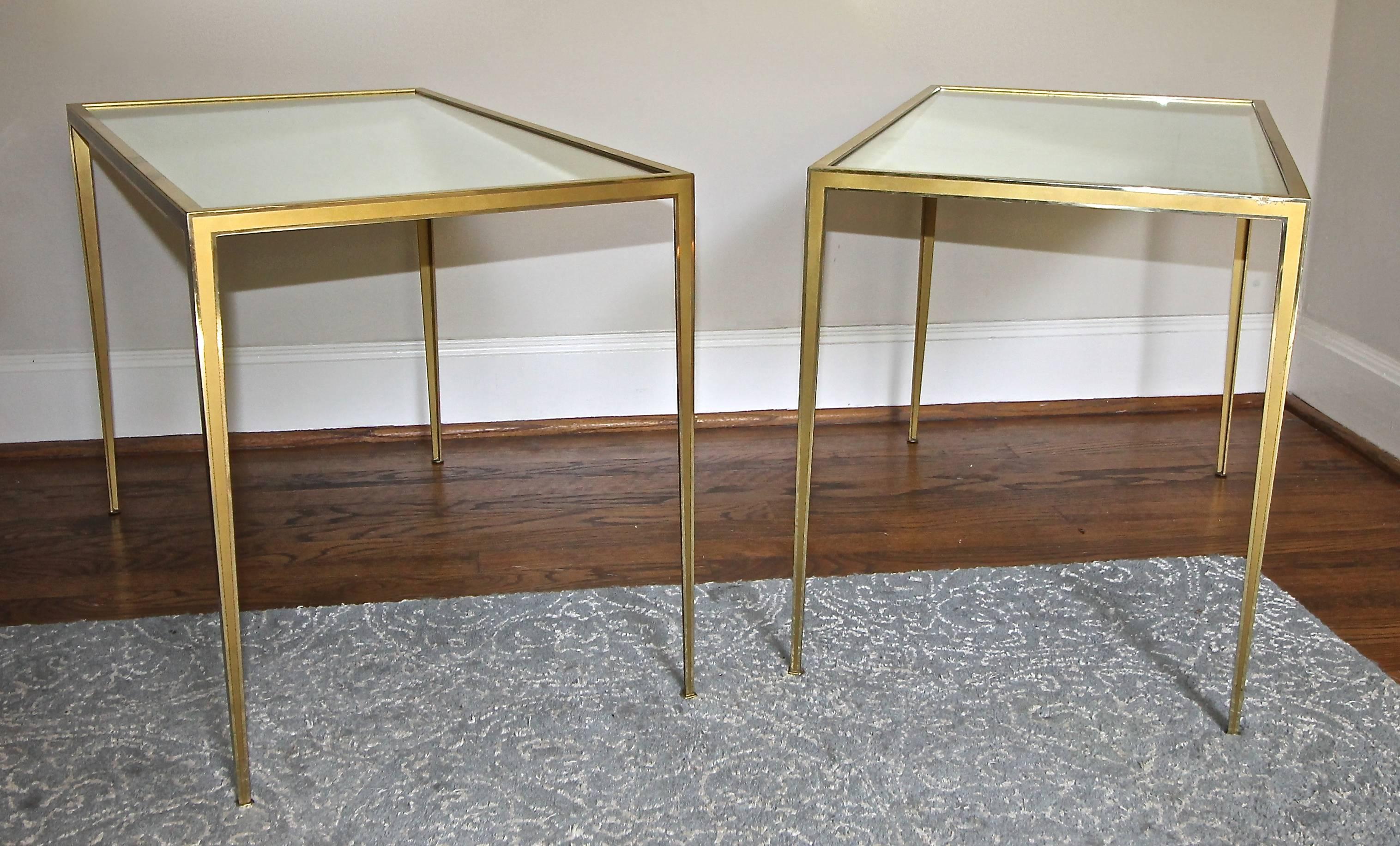Late 20th Century Pair of Brass German Side End Tables