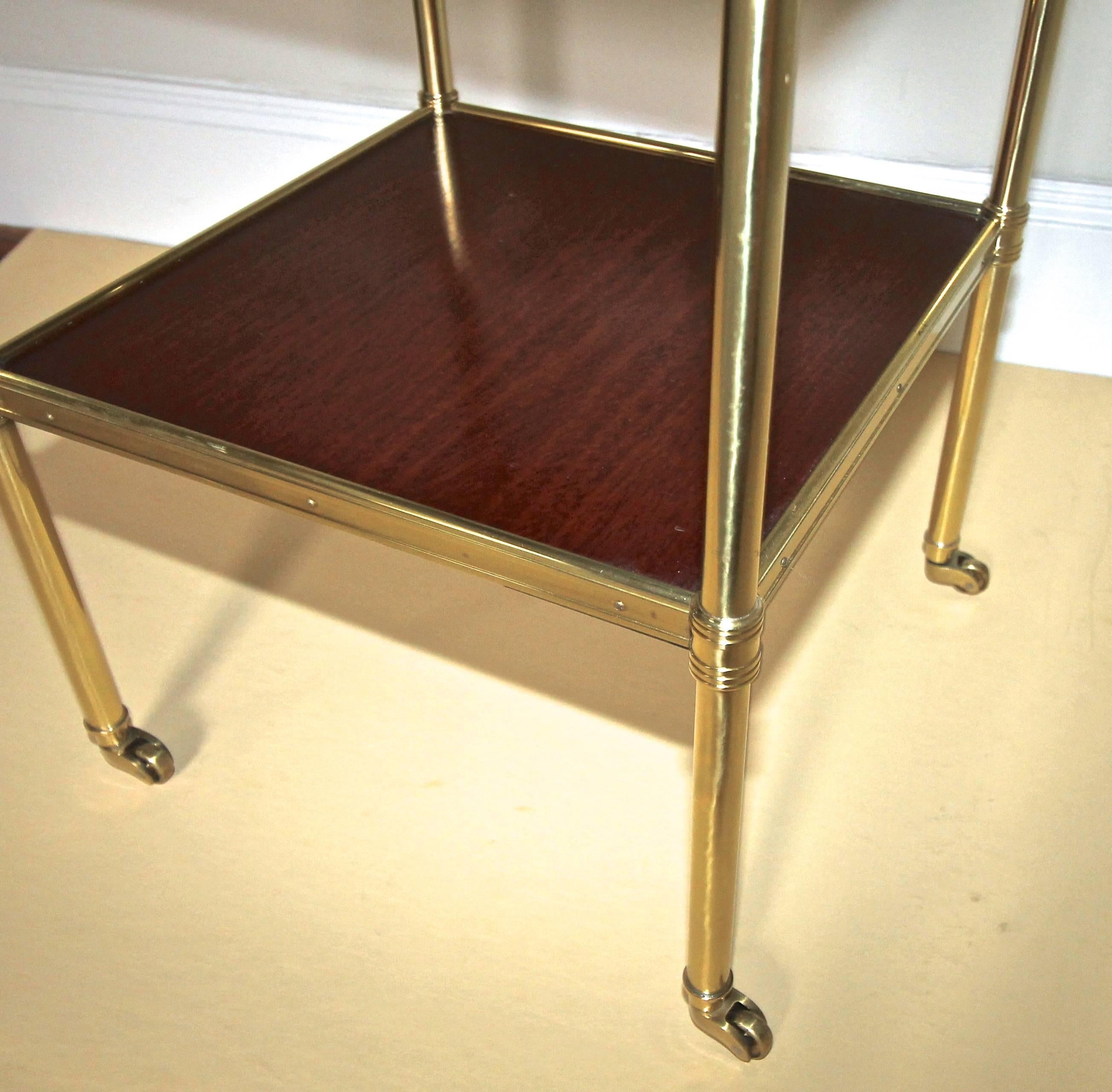 Regency Style Brass and Mahogany Three-Tier End Side Table 2