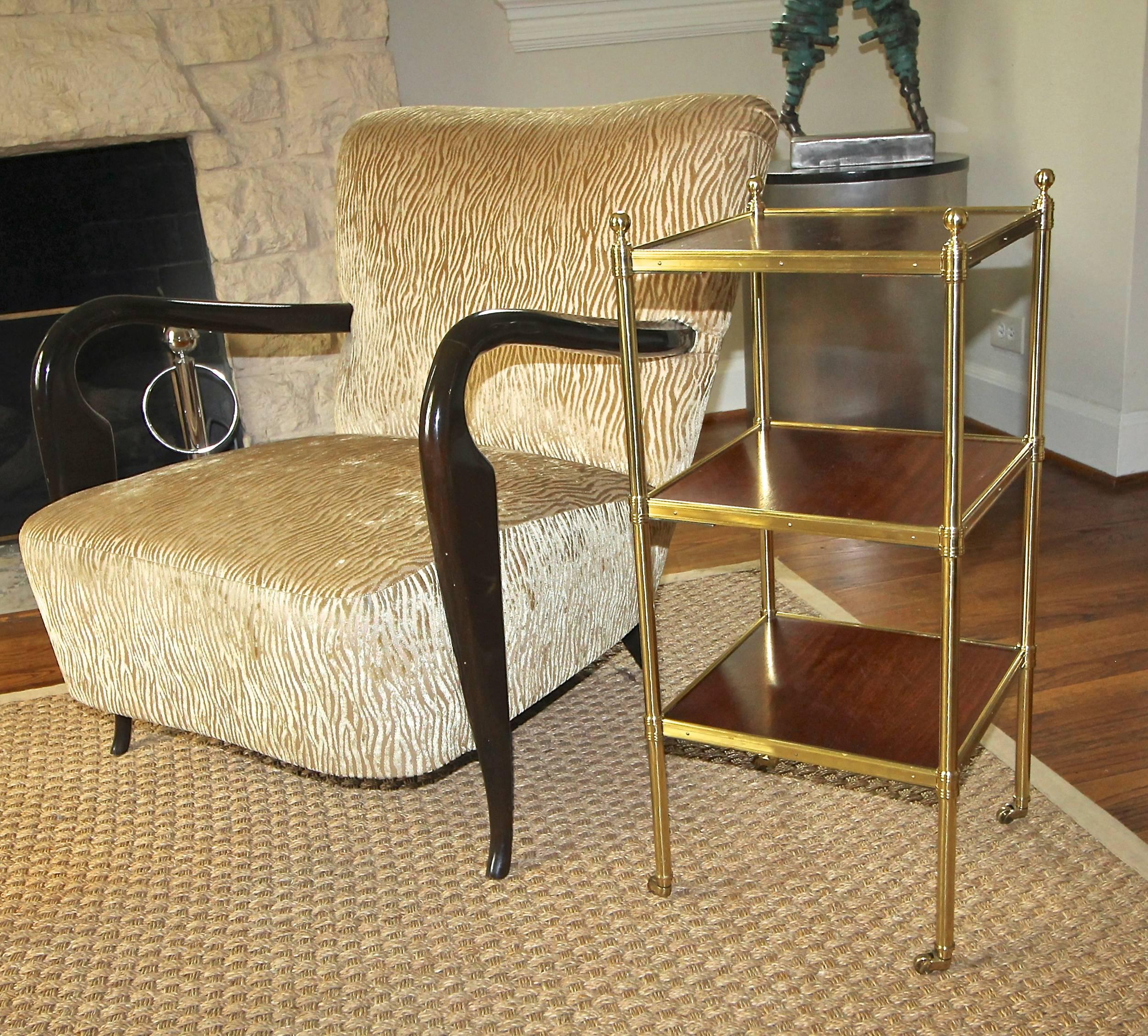 Regency Style Brass and Mahogany Three-Tier End Side Table 3