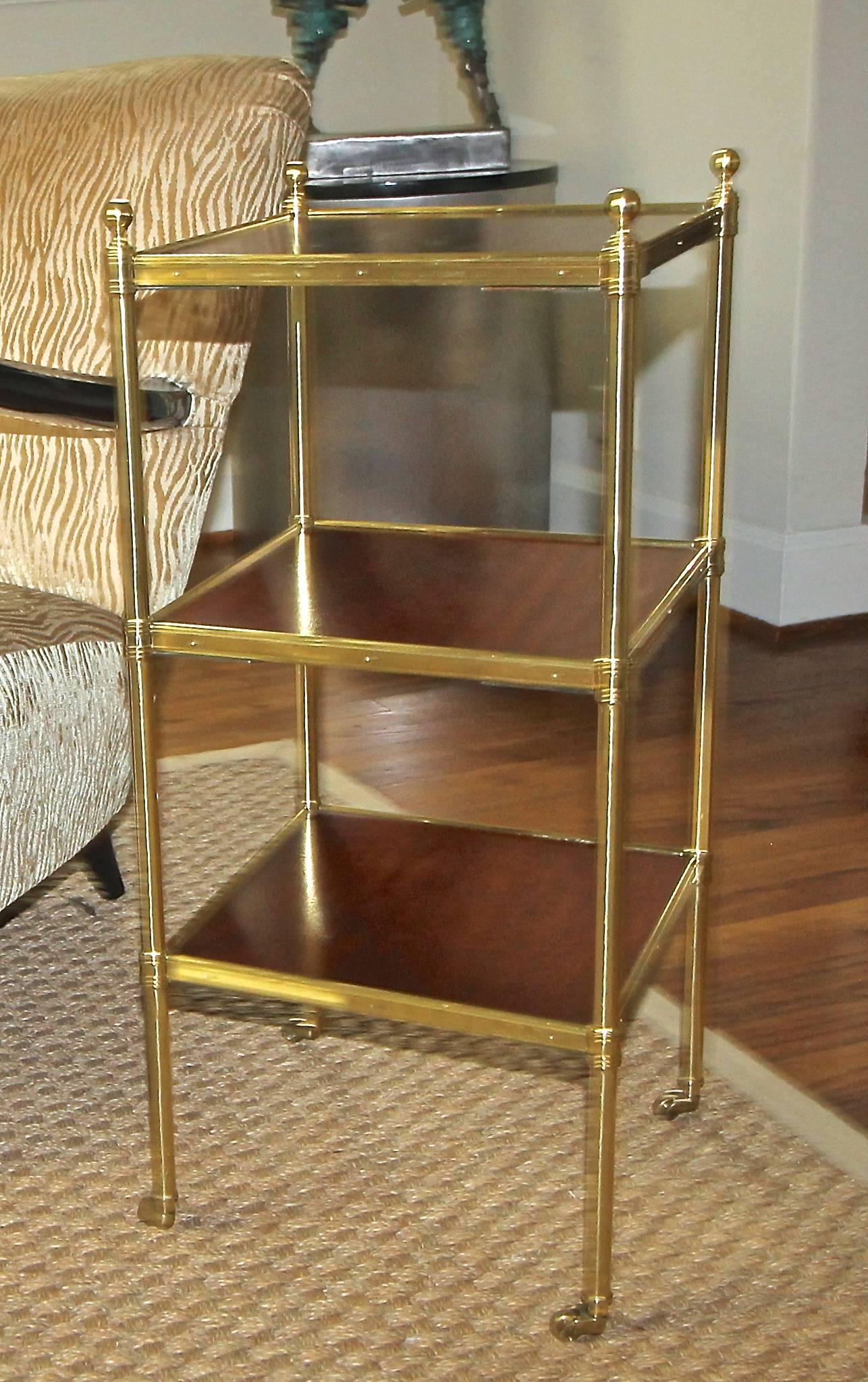 Regency Style Brass and Mahogany Three-Tier End Side Table 5