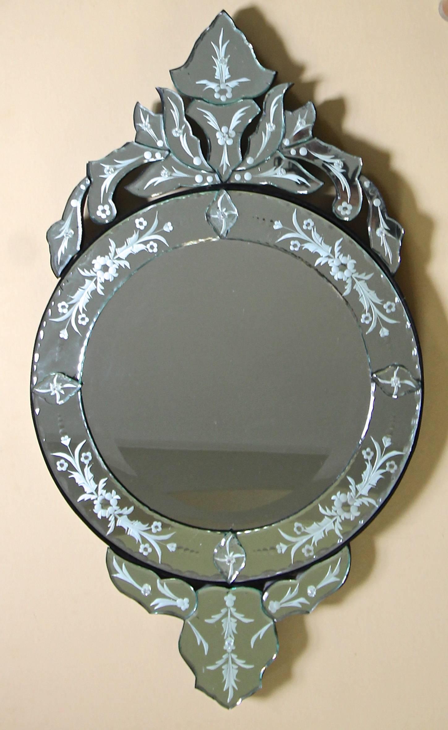 antique venetian etched glass mirror