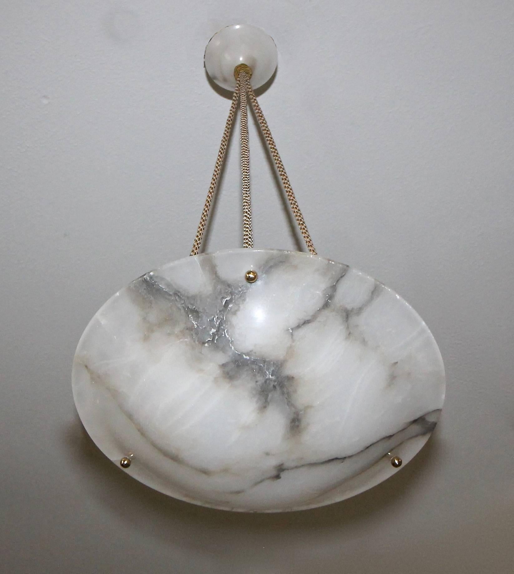 French Alabaster Bronze Pendant Light or Chandelier In Good Condition In Dallas, TX