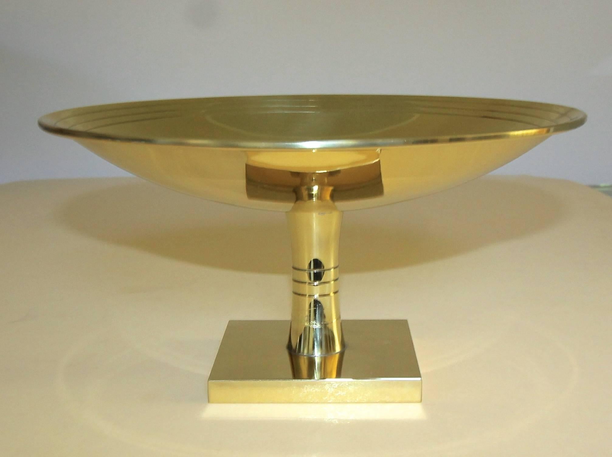 American Tommi Parzinger for Dorlyn Large Brass Footed Compote For Sale