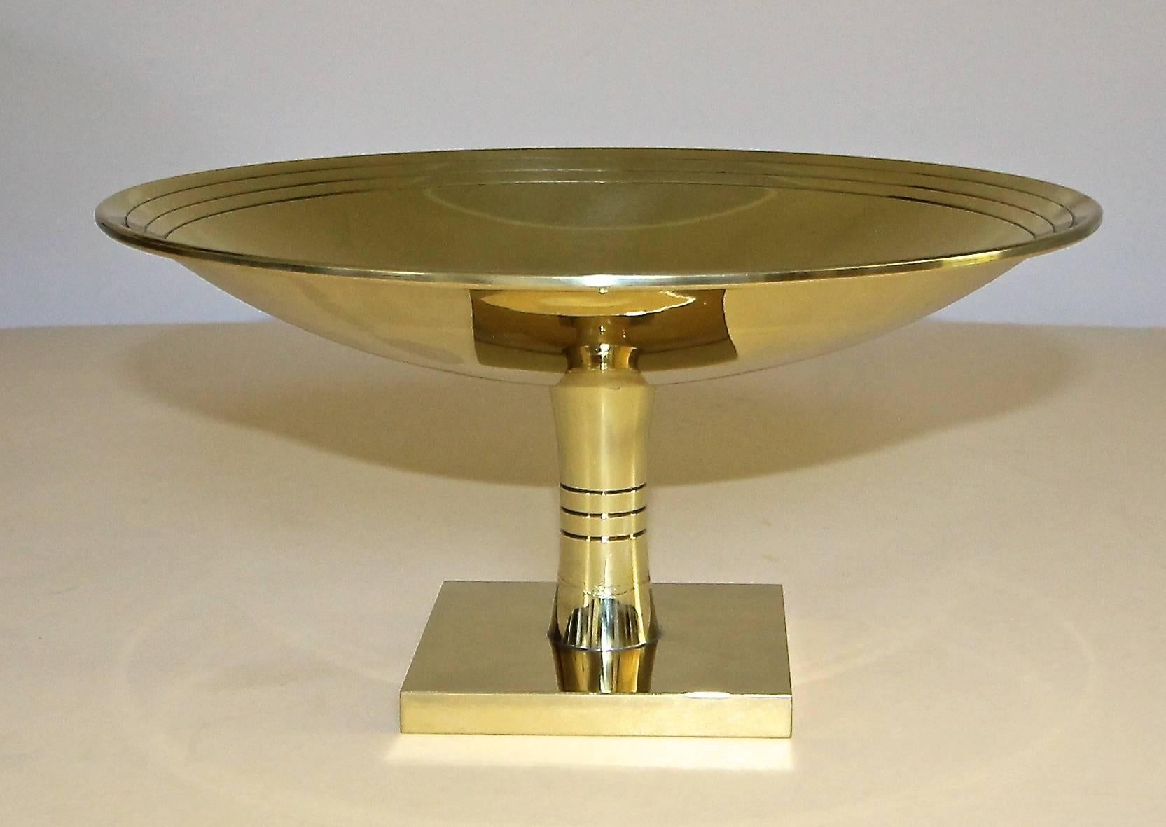 Tommi Parzinger for Dorlyn Large Brass Footed Compote For Sale 2