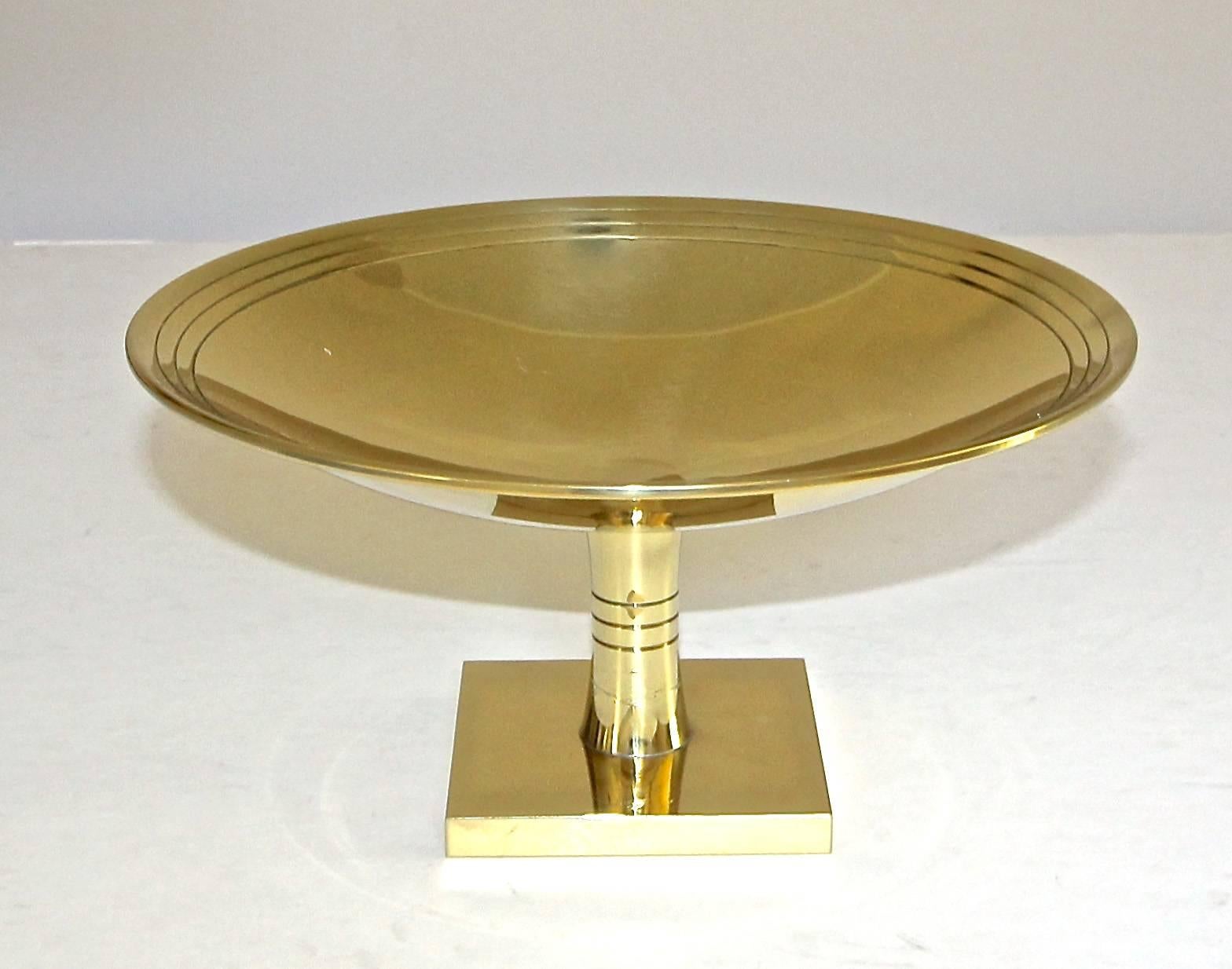 Tommi Parzinger for Dorlyn Large Brass Footed Compote For Sale 4