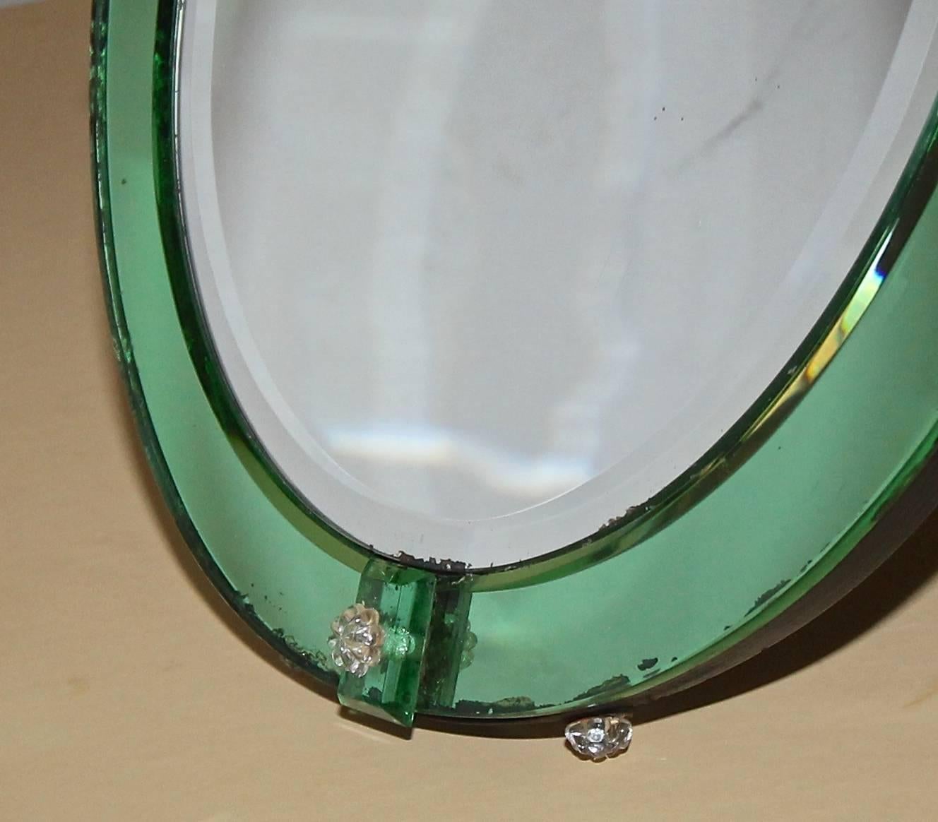 Glass French Art Deco Emerald Green Table Mirror