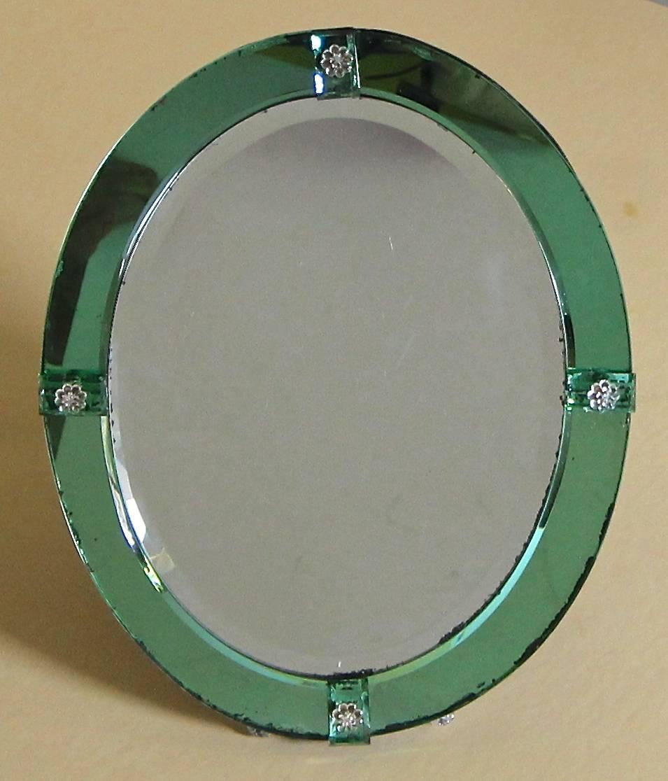 French Art Deco Emerald Green Table Mirror 5