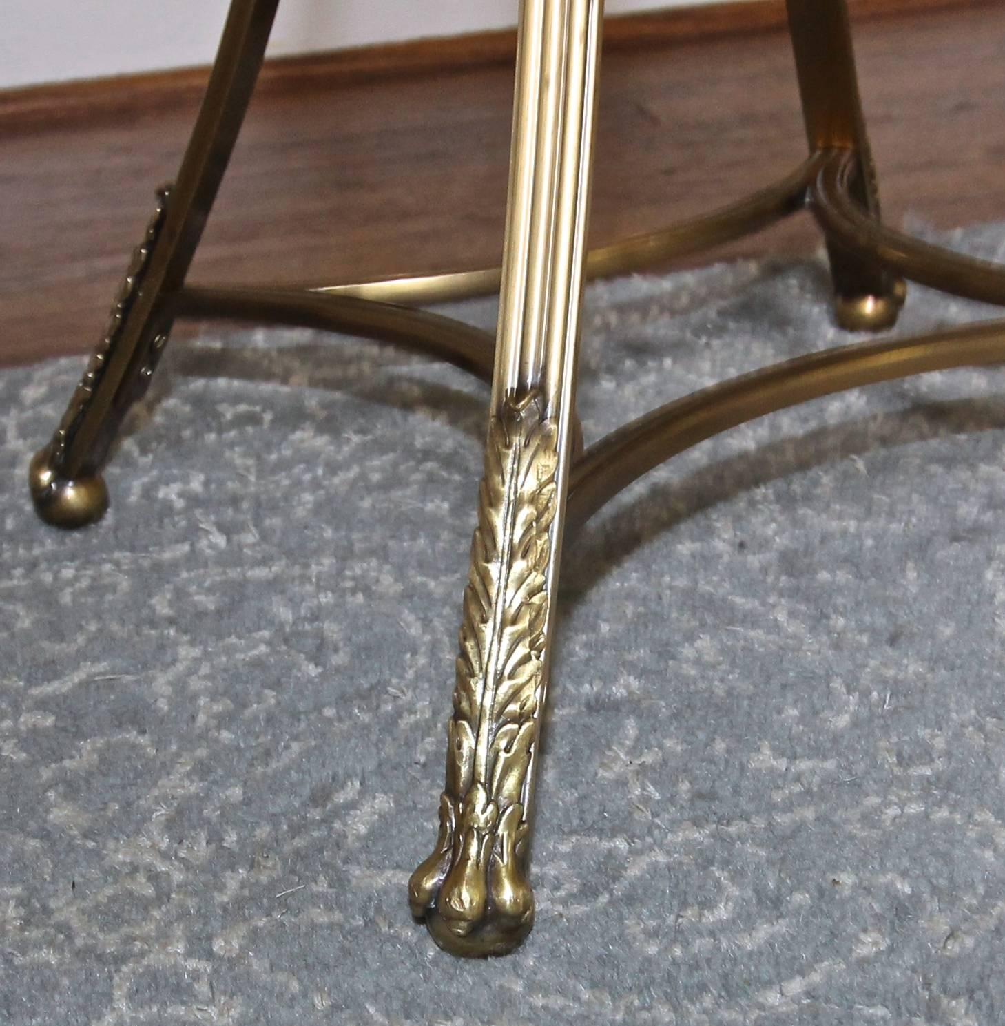 Neoclassic Brass Round Gueridon Table with Paw Feet For Sale 3