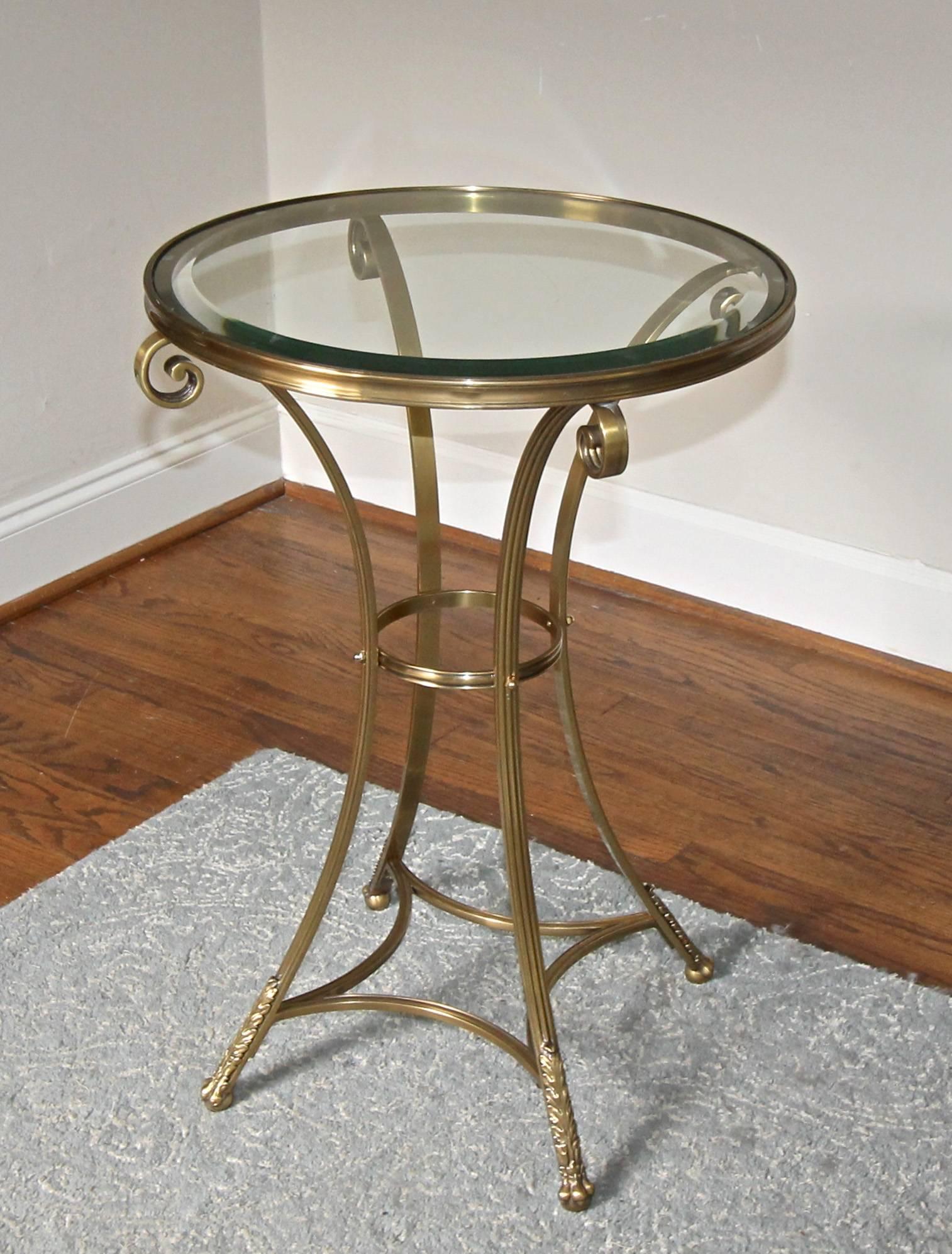 Neoclassic Brass Round Gueridon Table with Paw Feet For Sale 4