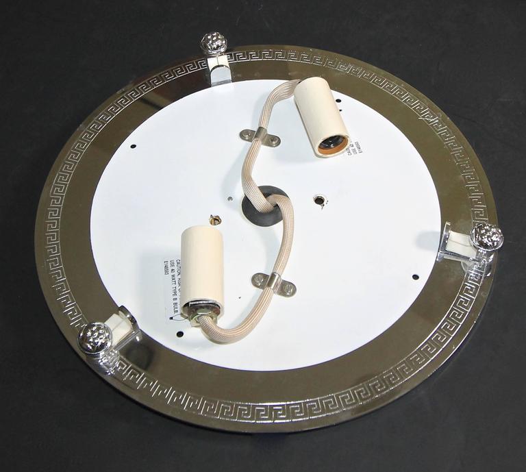 Pair Vaughan Regency Style Greek Nickel and Glass Flush Mount Ceiling