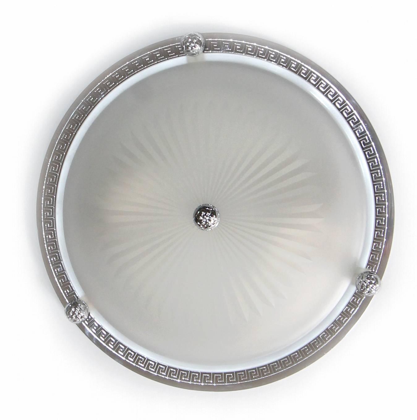 Pair Vaughan Regency Style Greek Nickel and Glass Flush Mount Ceiling Lights 1