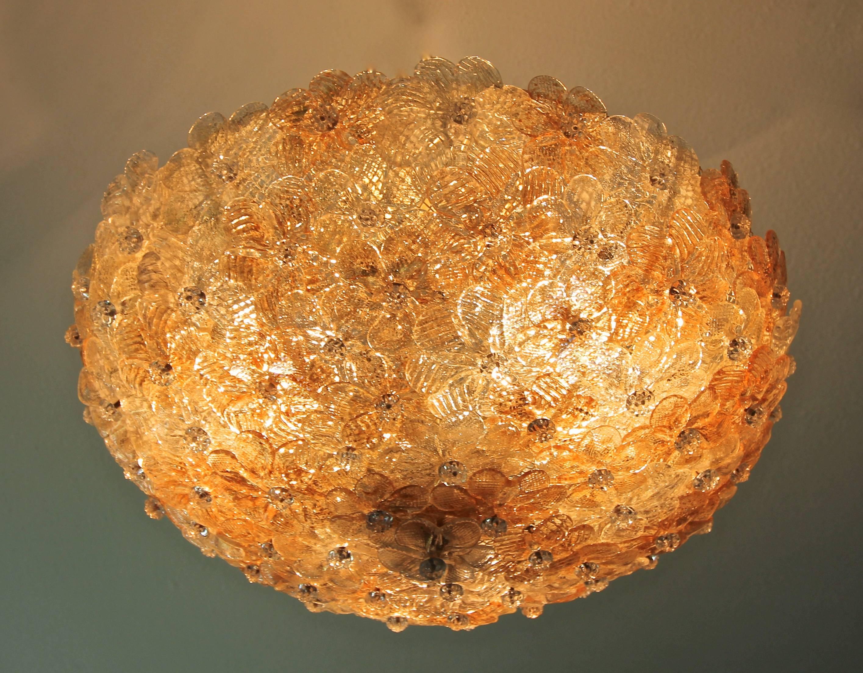 Murano Barovier Glass Floral Semi Flush Mount Ceiling Pendant Light 1