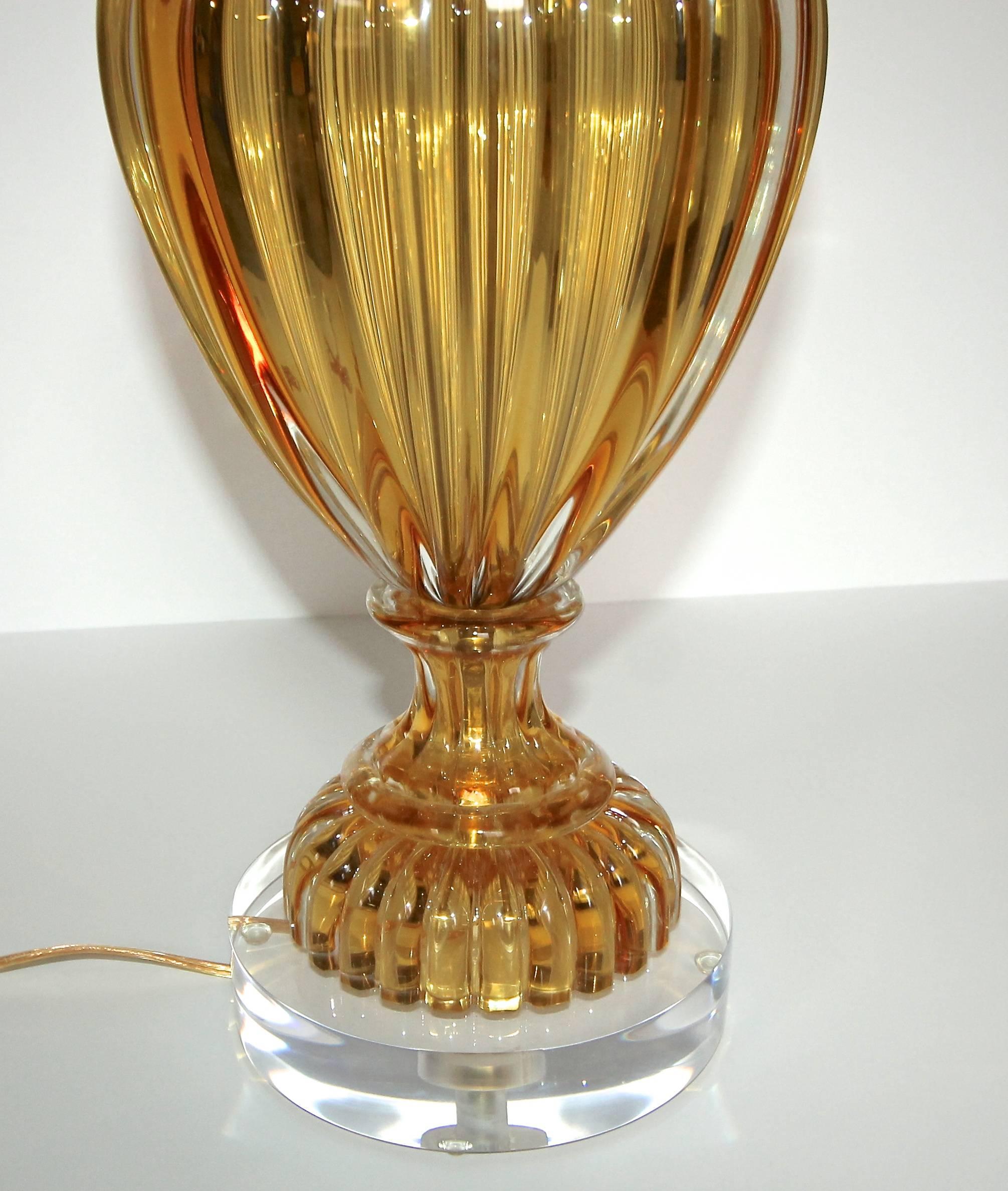 Large Amber Seguso Murano Italian Table Lamp for Marbro 1