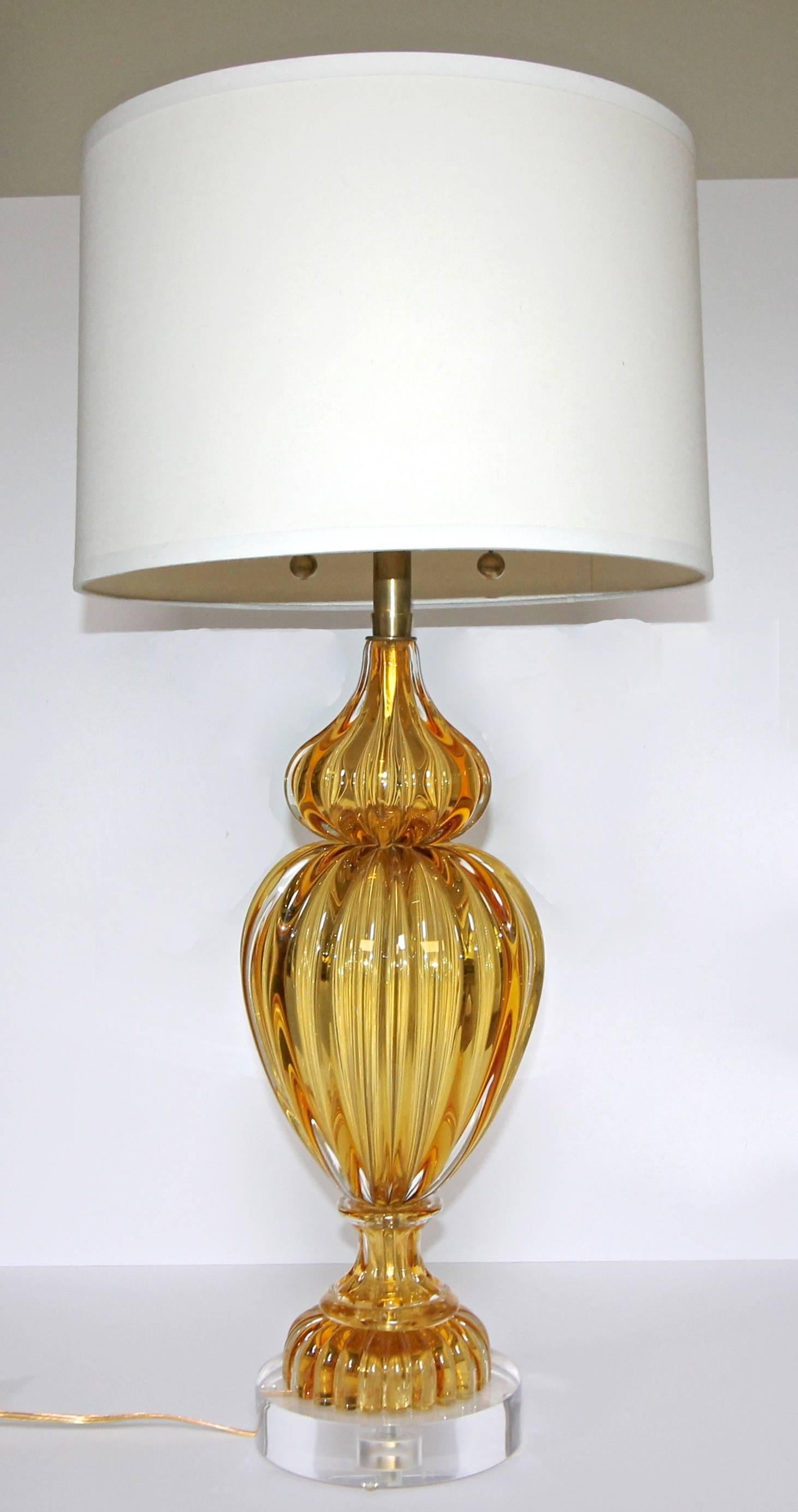 Large Amber Seguso Murano Italian Table Lamp for Marbro 5