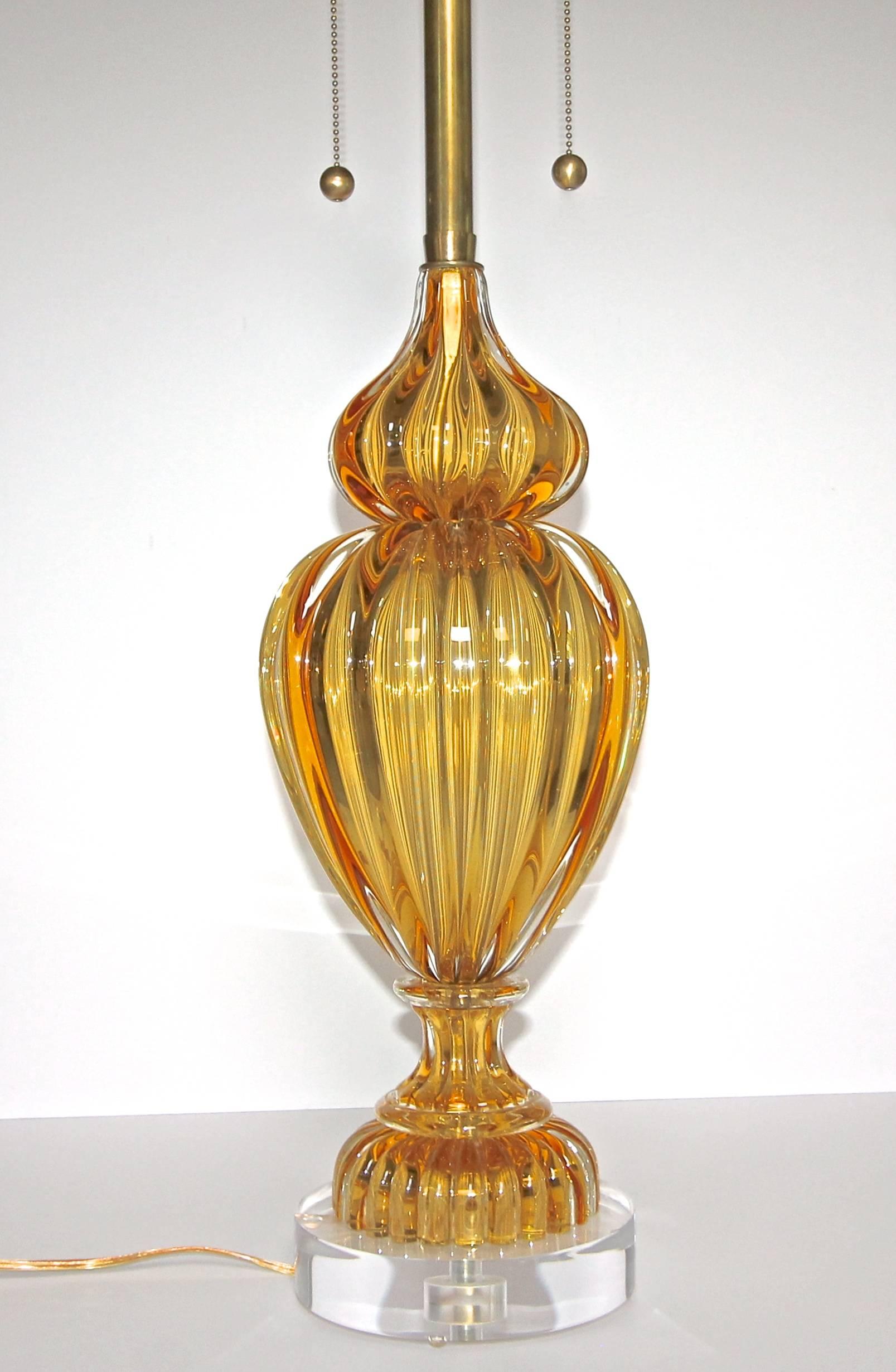 Large Amber Seguso Murano Italian Table Lamp for Marbro 2