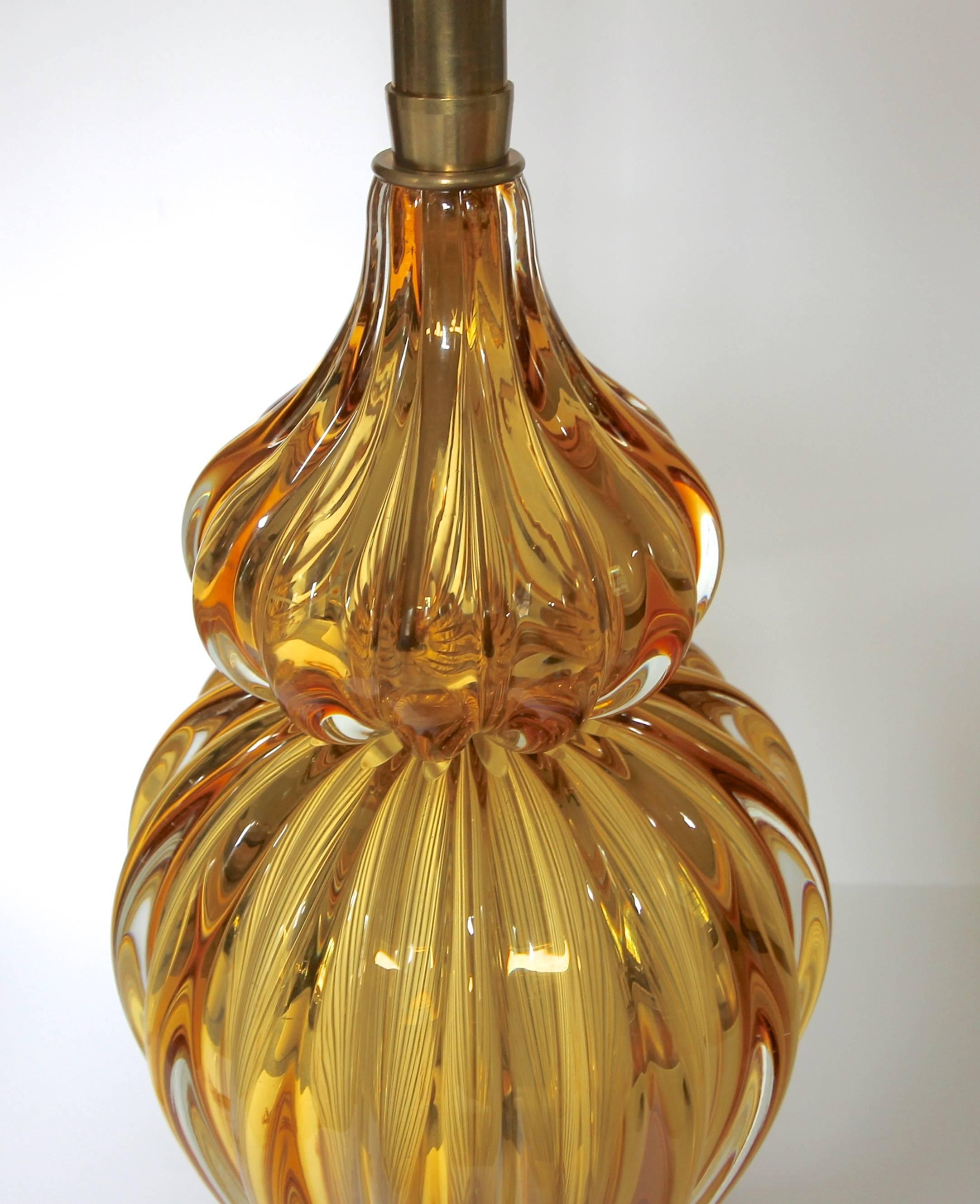 Large Amber Seguso Murano Italian Table Lamp for Marbro 3