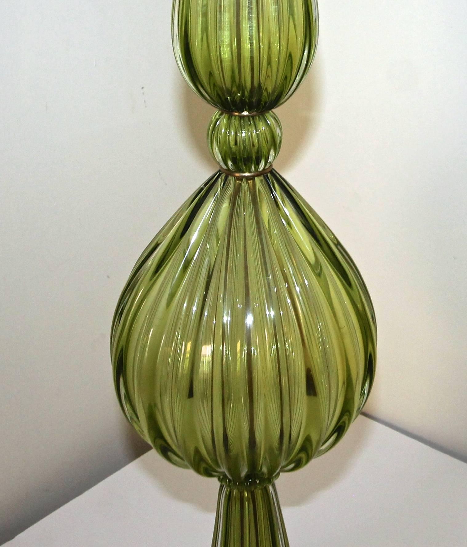 Large Green Barbini Murano Table Lamp 2