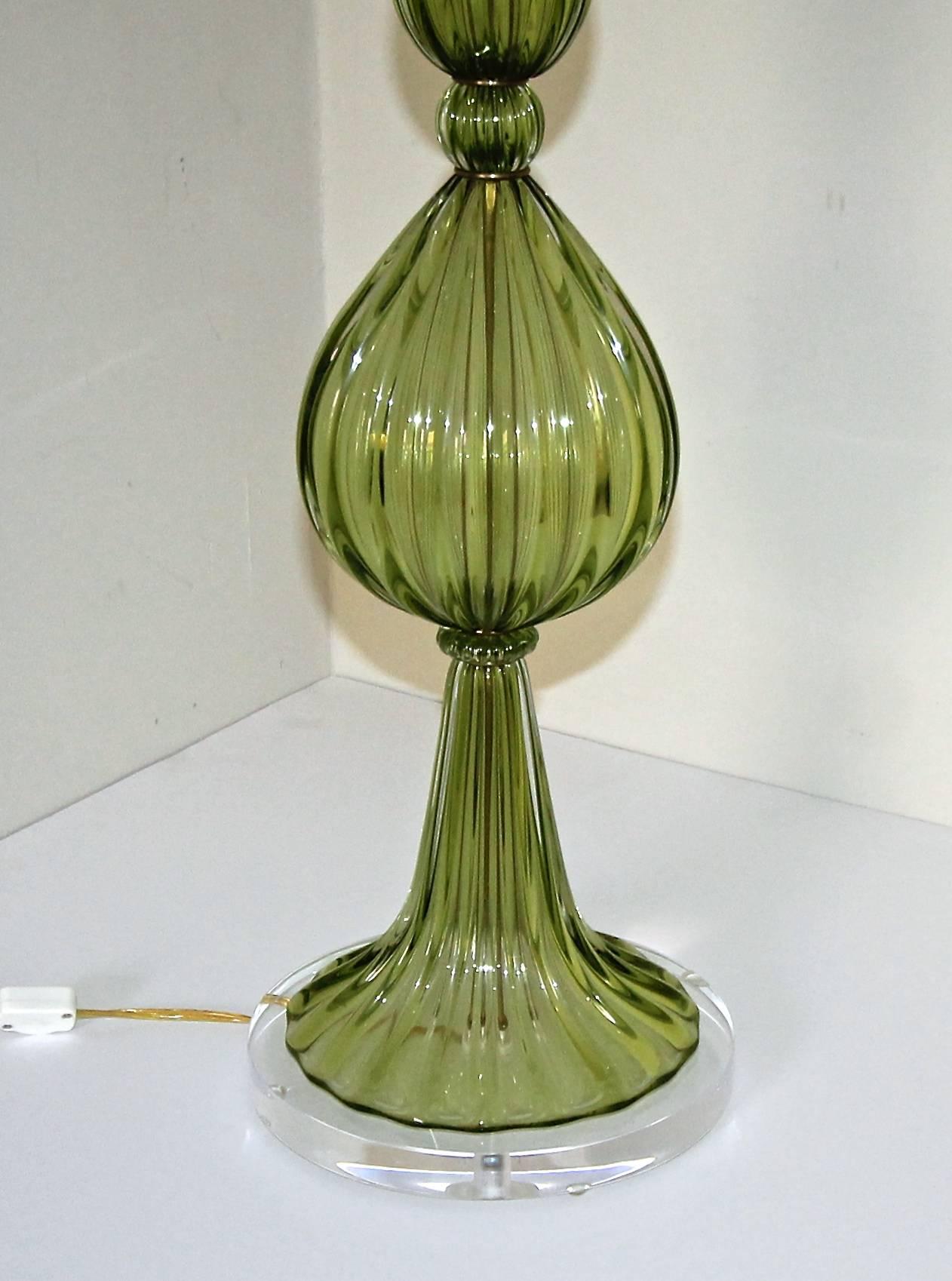 Large Green Barbini Murano Table Lamp 3