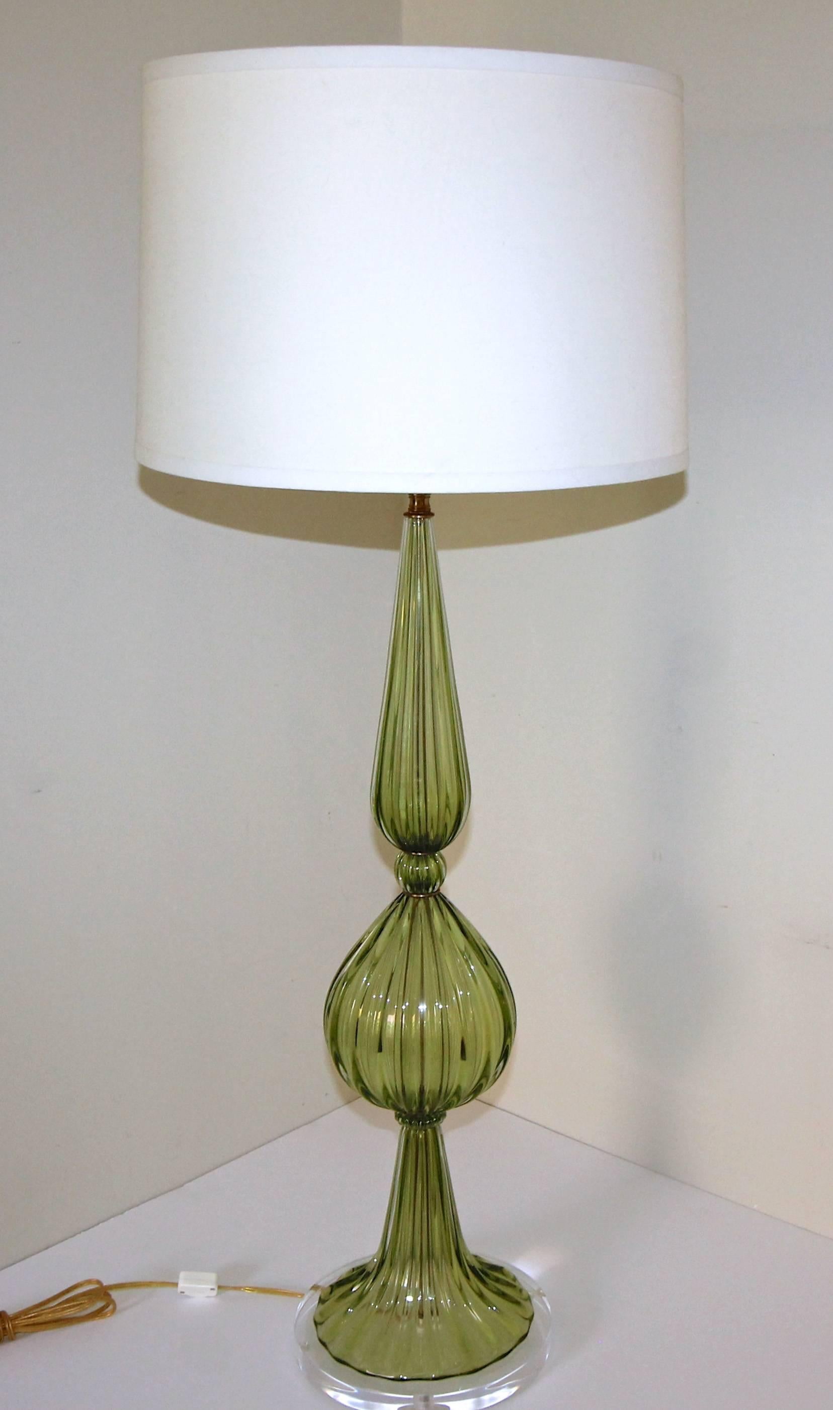 Large Green Barbini Murano Table Lamp 4
