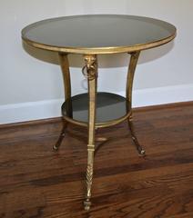 French Gilt Bronze Glass Neoclassical Eagle Gueridon Side Table