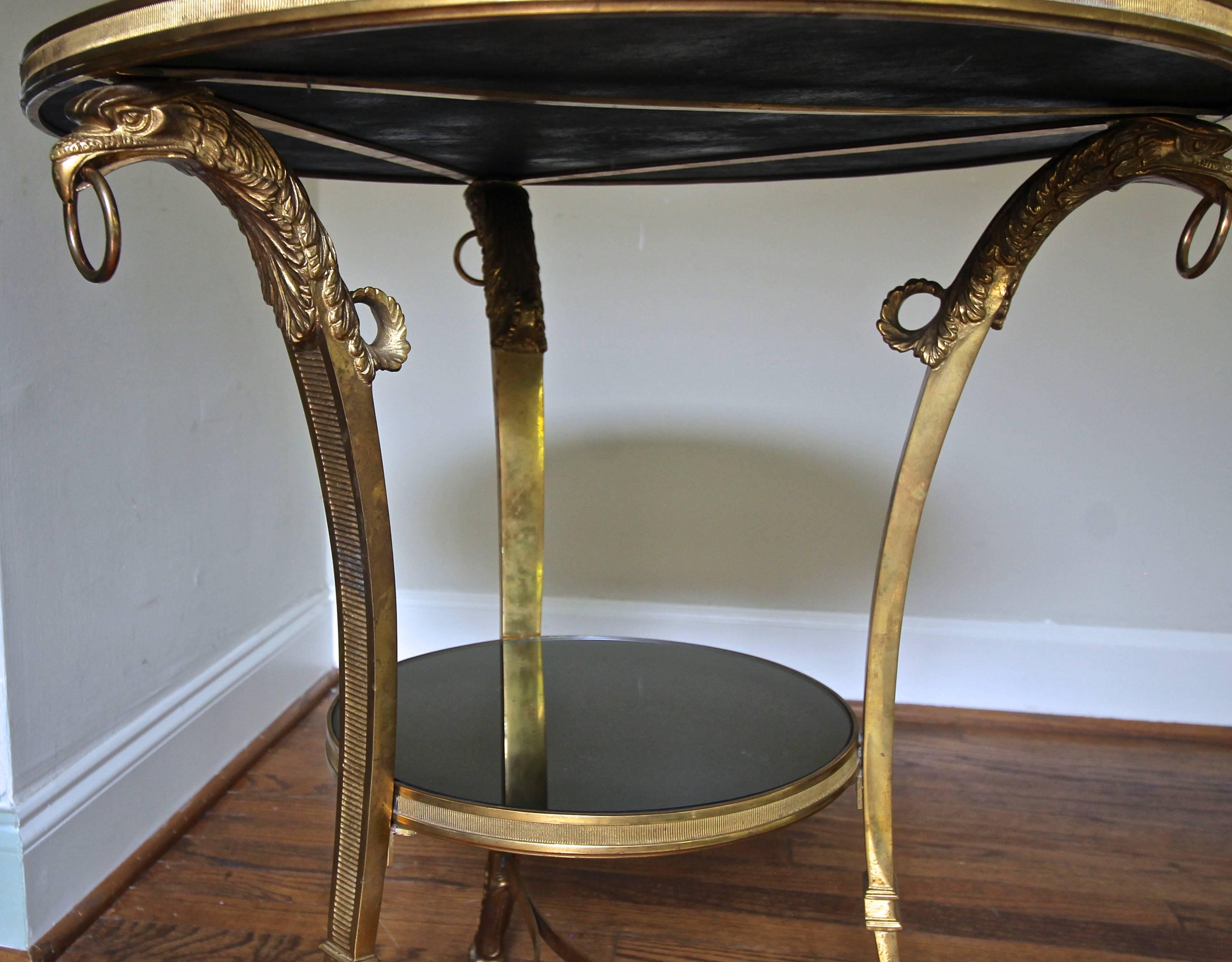 French Gilt Bronze Glass Neoclassical Eagle Gueridon Side Table 2