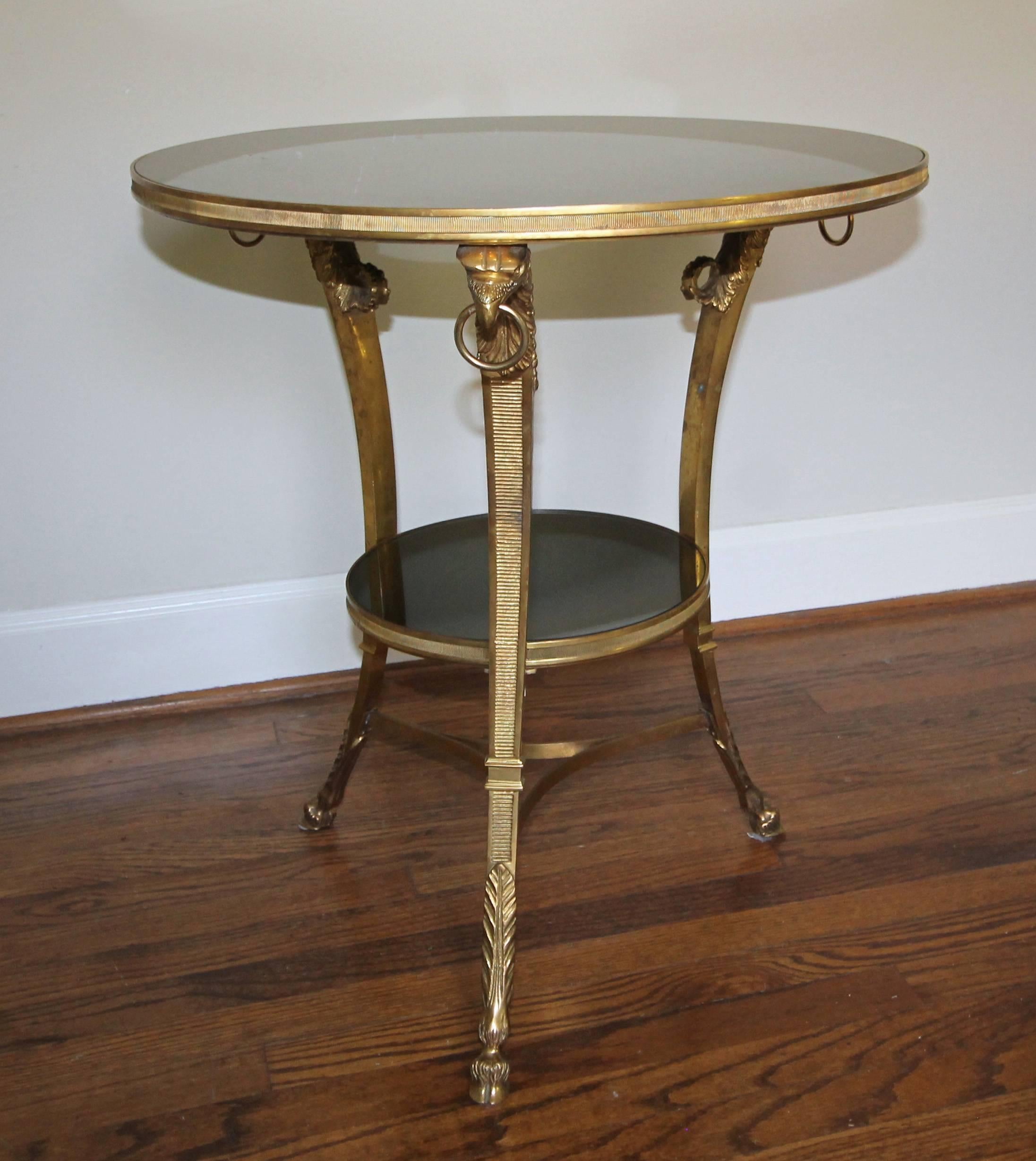 glass and bronze side table