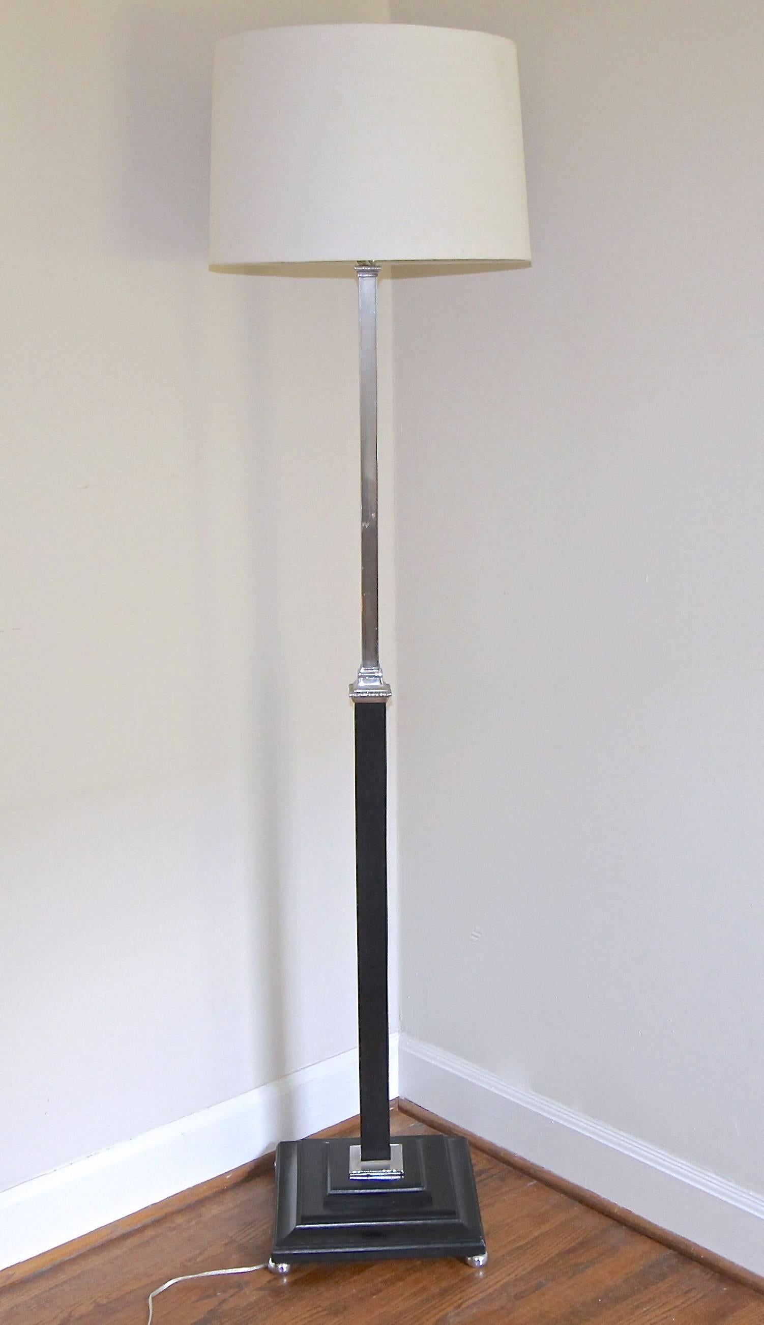 French Parzinger Style Wood and Nickel Floor Lamp 4