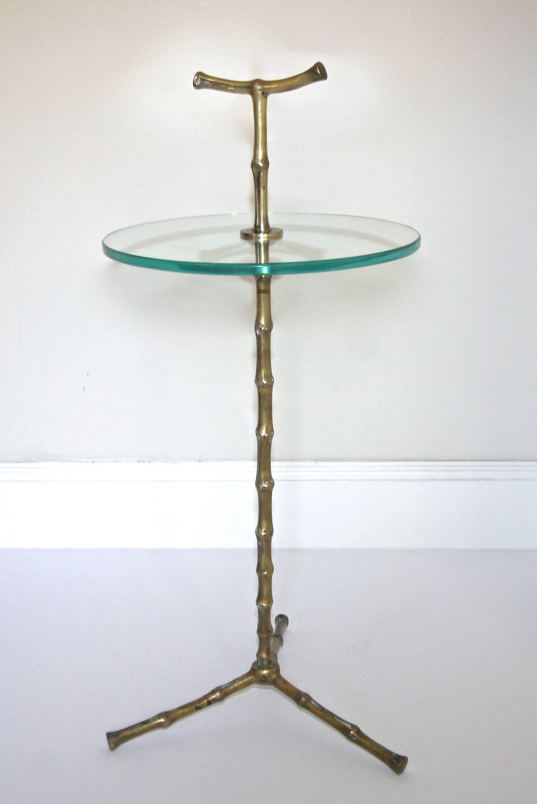 French Baguès Faux Bronze Bamboo Side Table