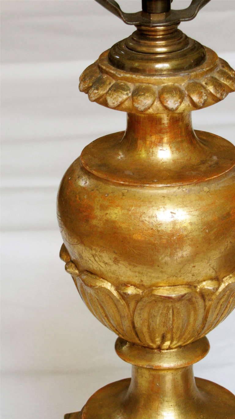 Pair of Italian Carved Wood Water Gilt Lamps 4