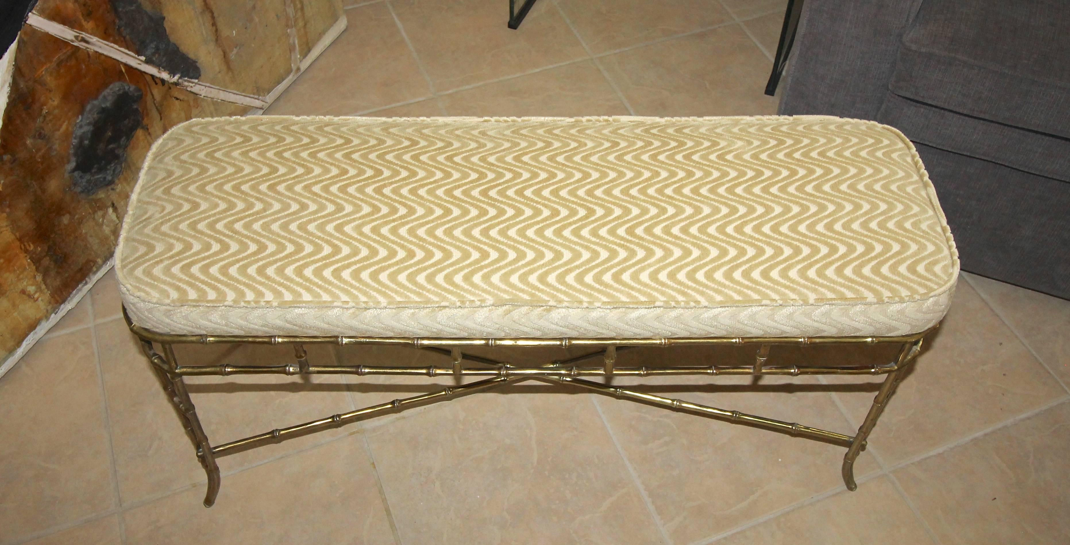 French Bagues Style Faux Brass Bamboo Bench 4