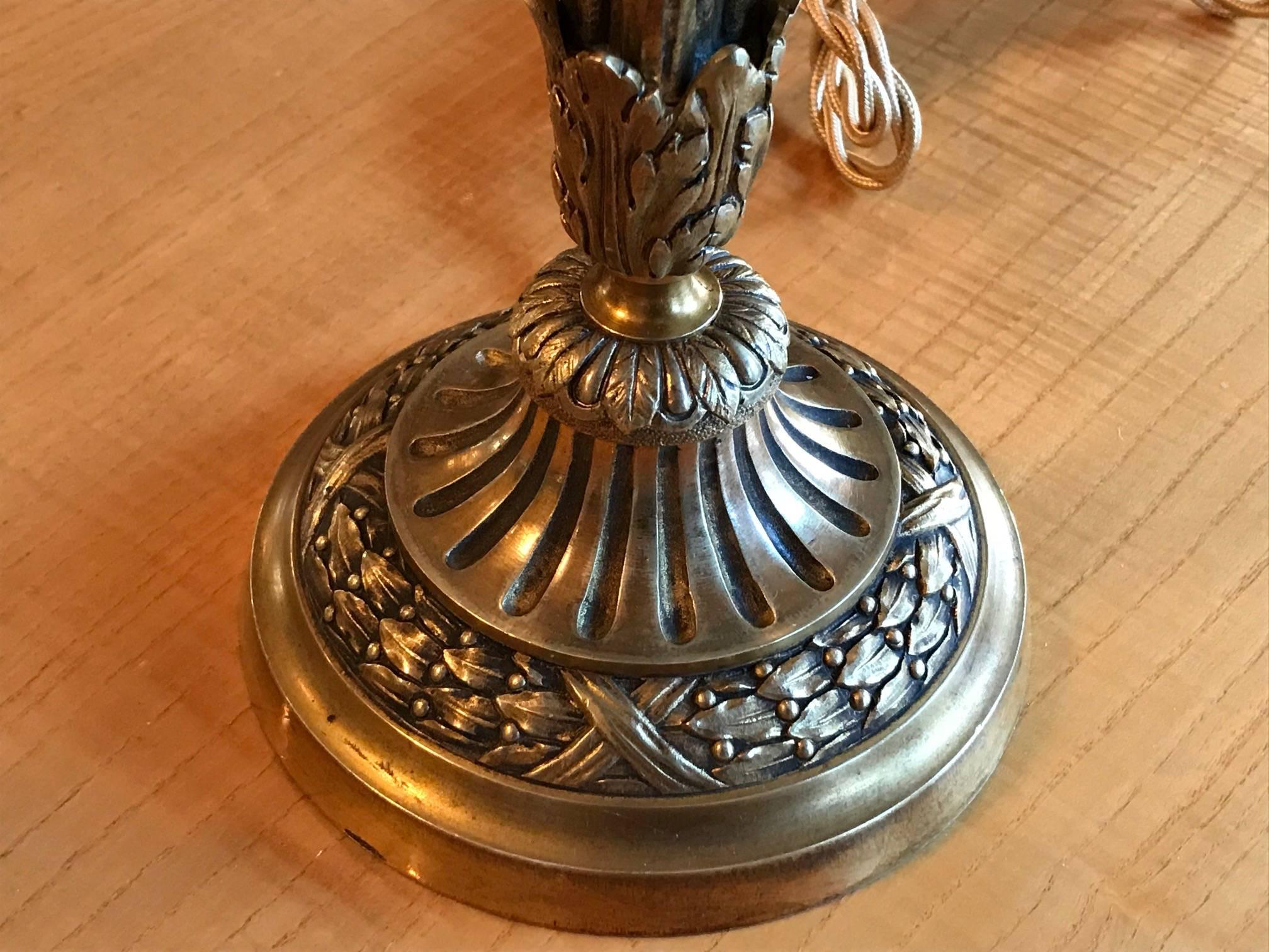 Metal Fumiere et Cie French Doré Bronze Bouillotte Lamp For Sale