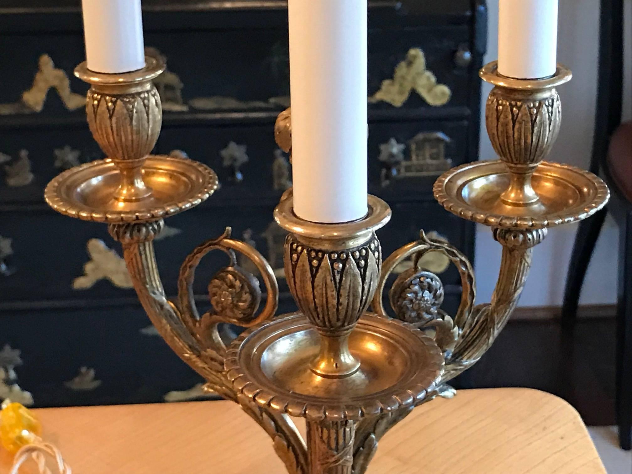 Gilt Fumiere et Cie French Doré Bronze Bouillotte Lamp For Sale