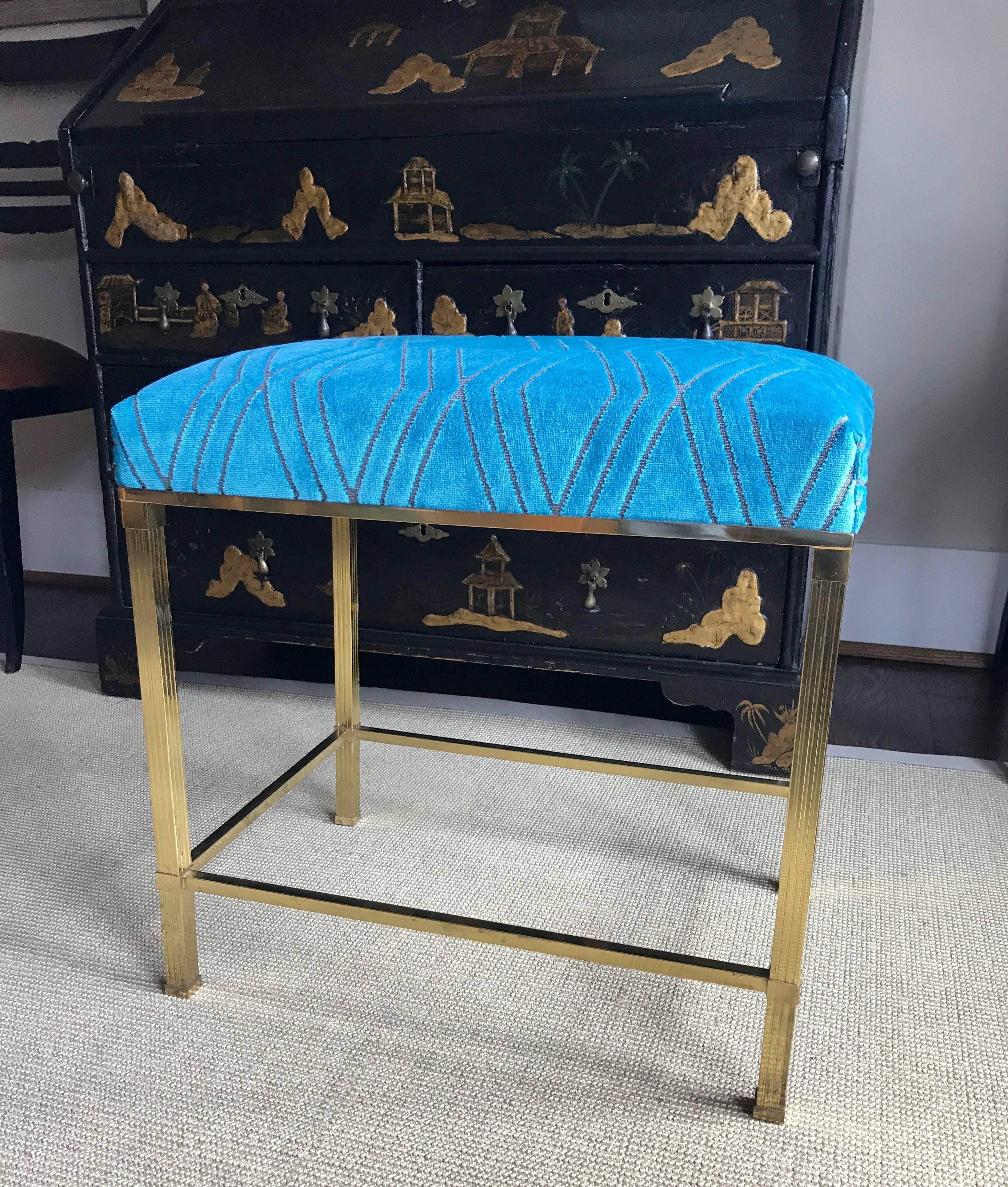 Pair of Modern Style French Benches with Upholstered Tops In Good Condition In Dallas, TX