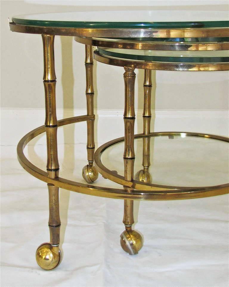 3 Tier Swivel Extending Faux Brass Bamboo Cocktail Table 3